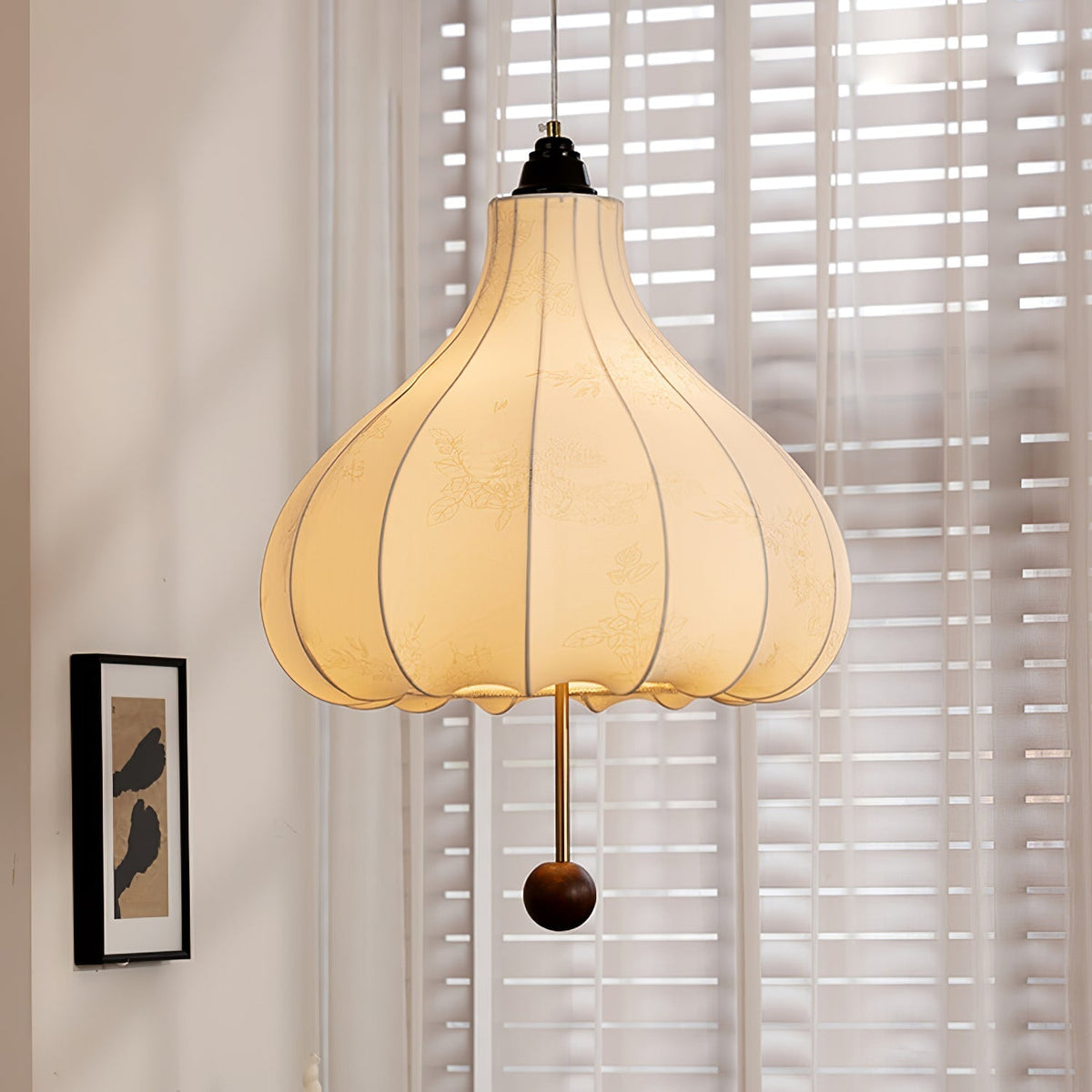 Sylerielle lámpara colgante de tejido y madera
