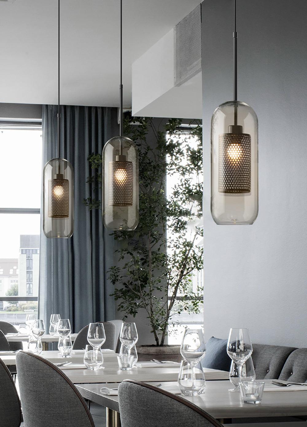 Veleine lámpara colgante Chiswick vidrio para Sala de Estar