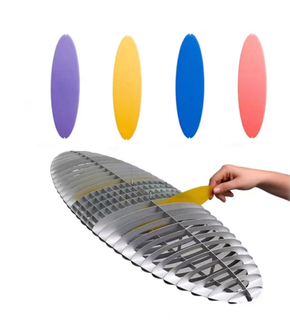 Chroma lámpara colgante Glide Suspension con tres láminas entrelazadas