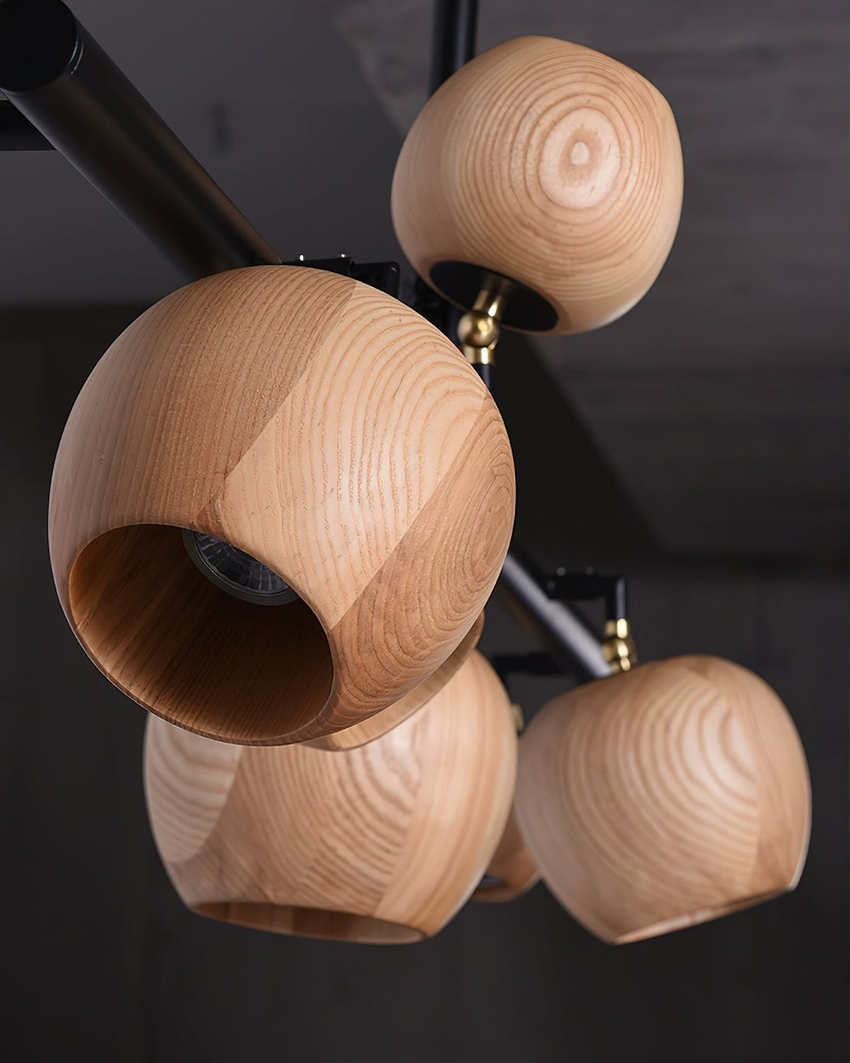 Avelira lámpara colgante rústica de madera con globo lineal
