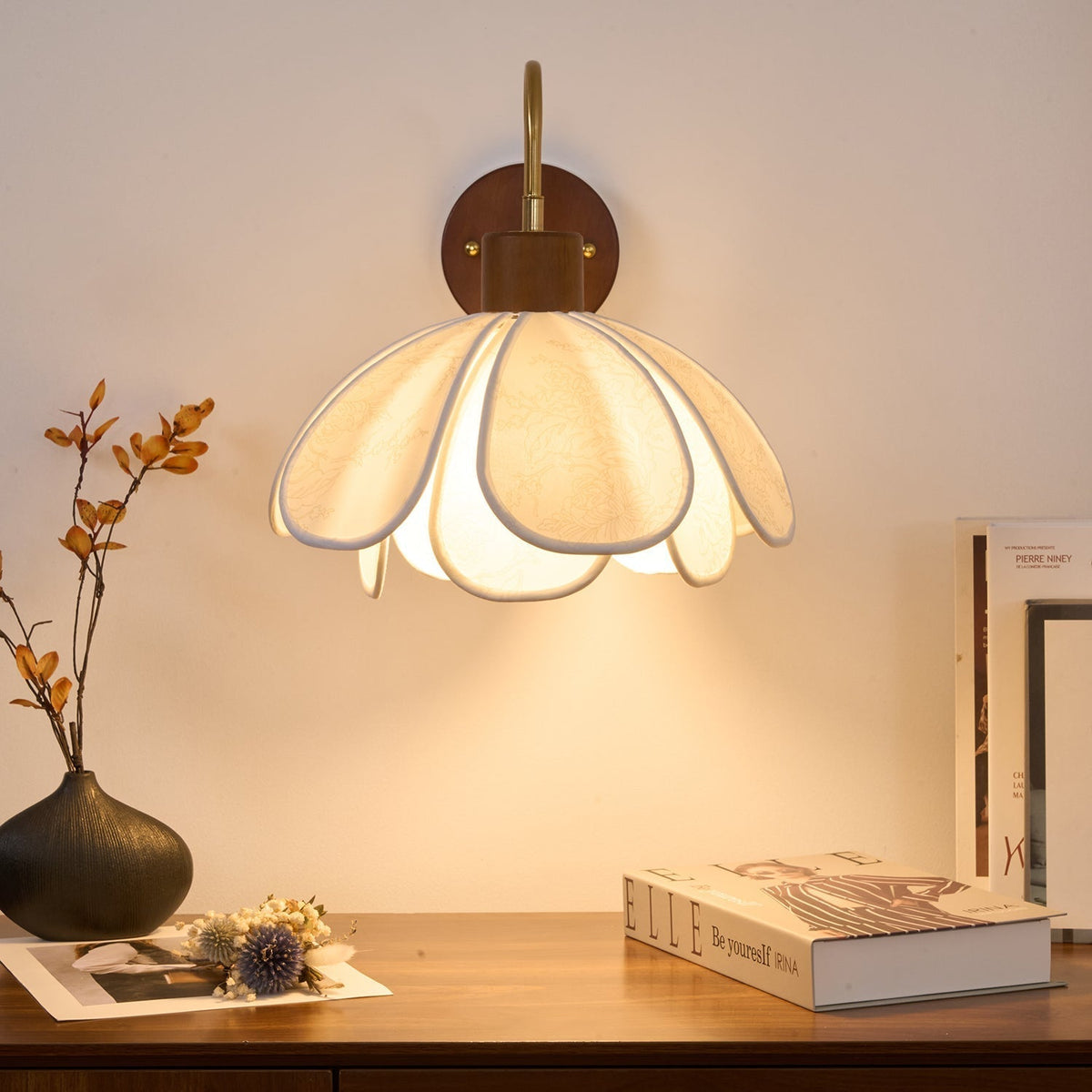 Florayne aplique de pared vintage de vidrio floral