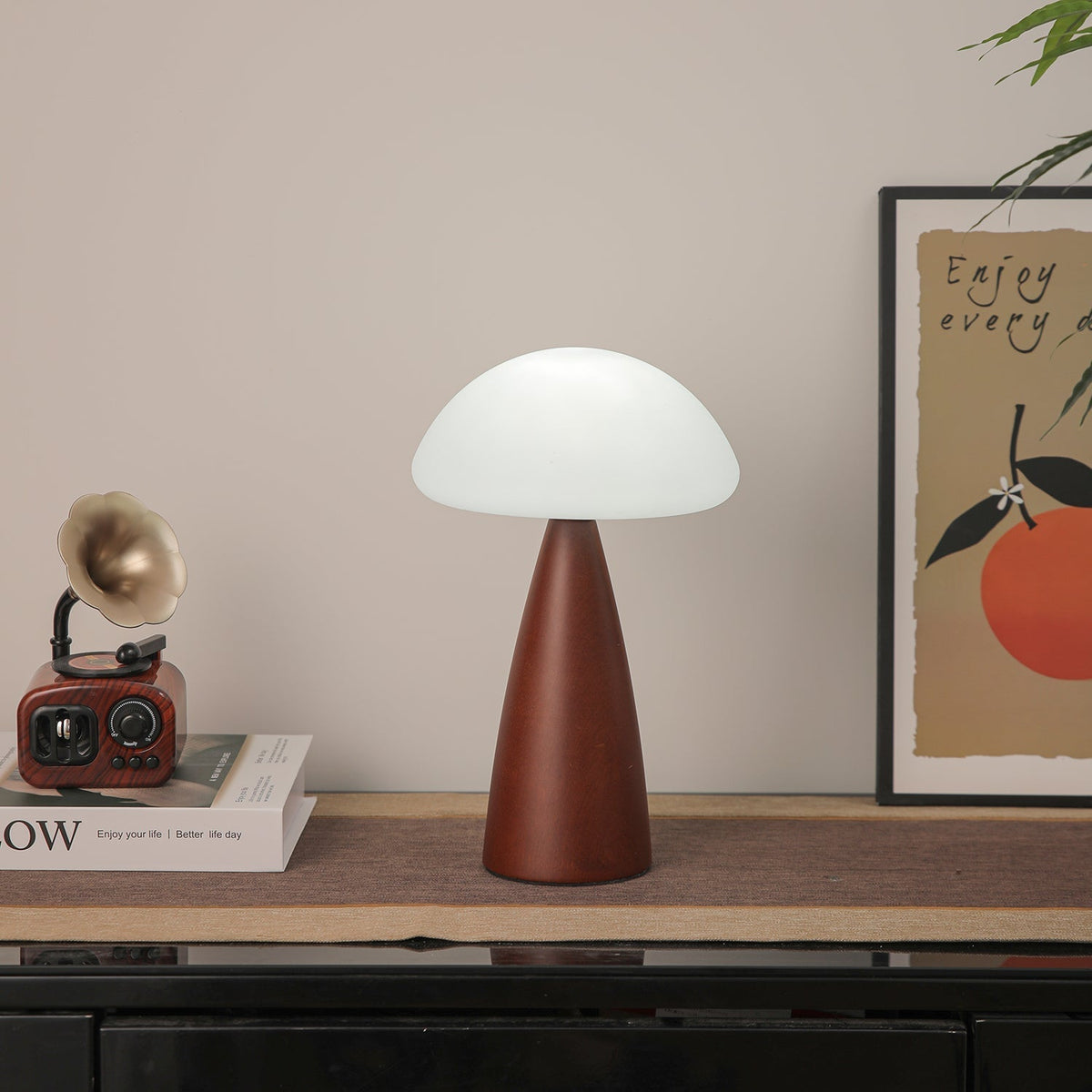 Ibisin lámpara de mesa Funge de madera contemporánea