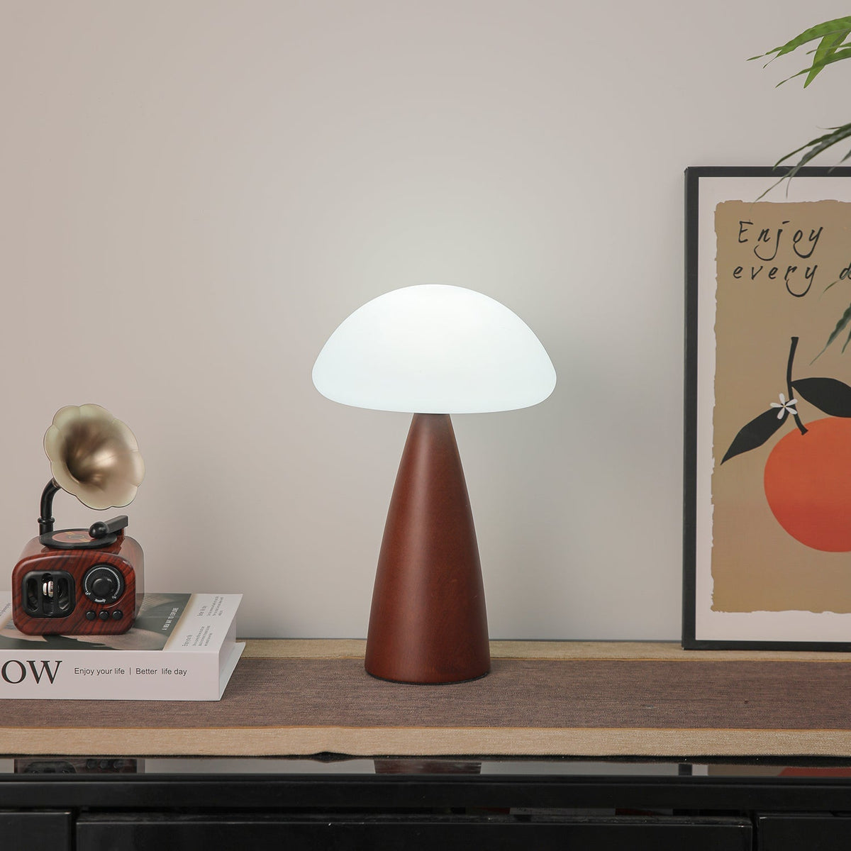 Ibisin lámpara de mesa Funge de madera contemporánea