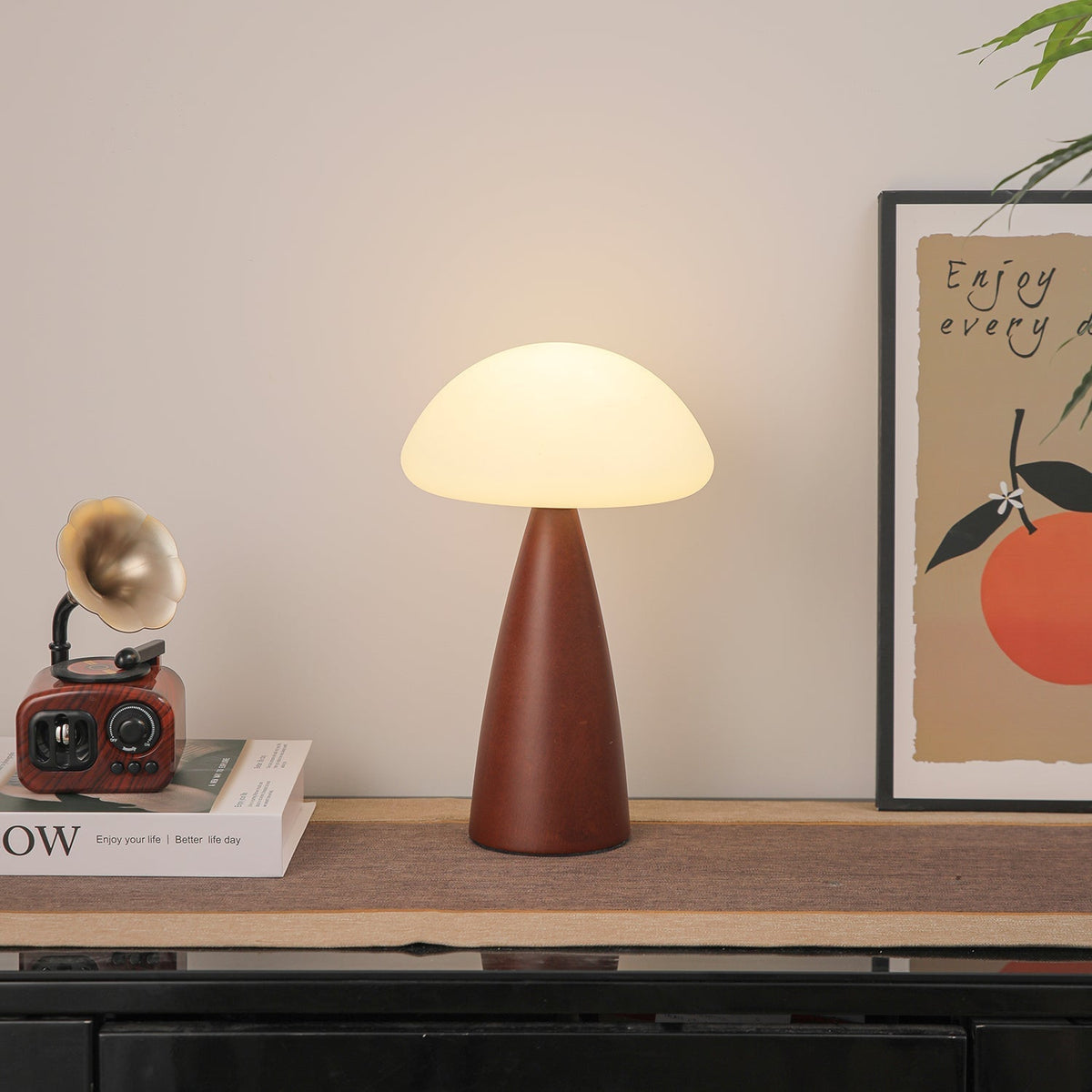 Ibisin lámpara de mesa Funge de madera contemporánea