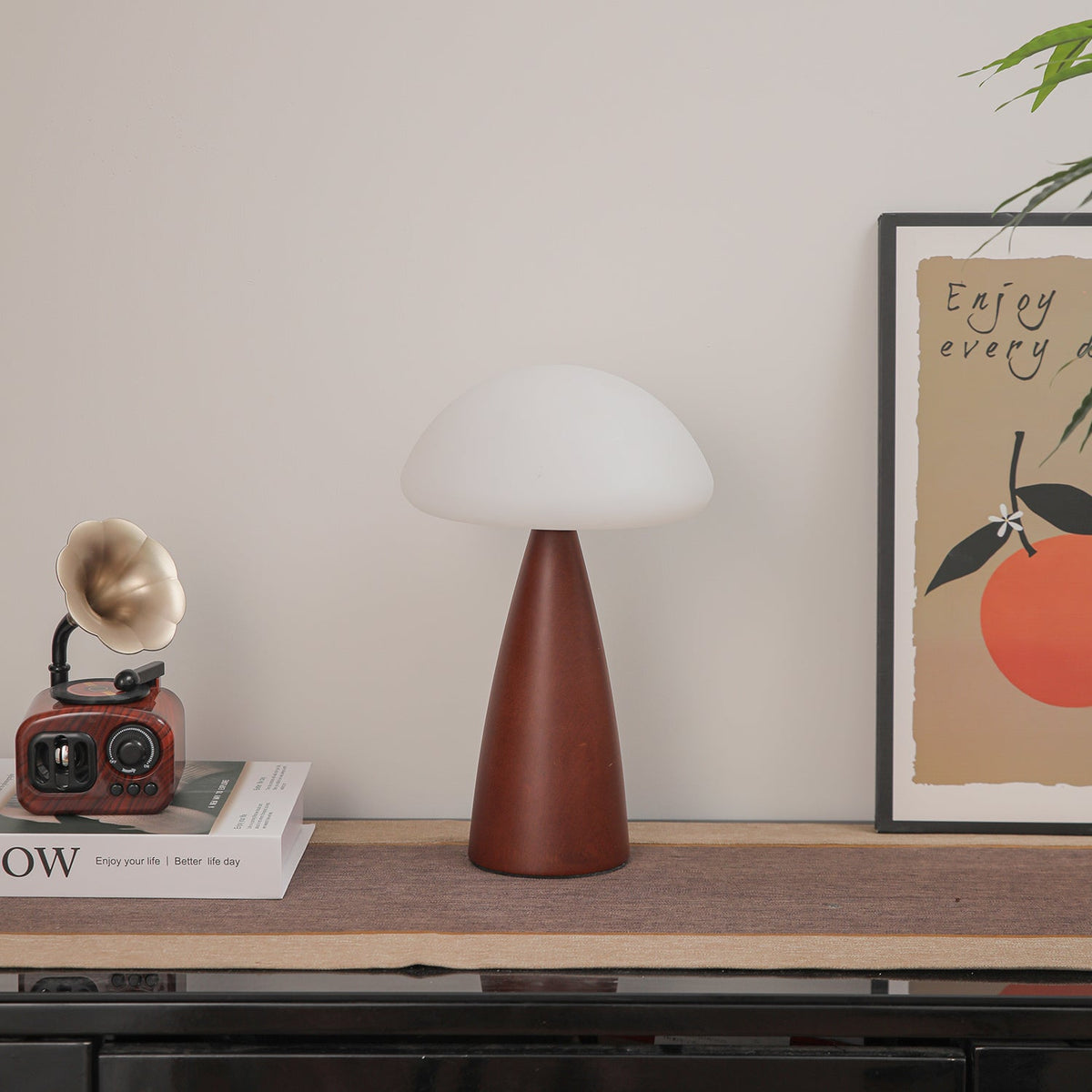 Ibisin lámpara de mesa Funge de madera contemporánea