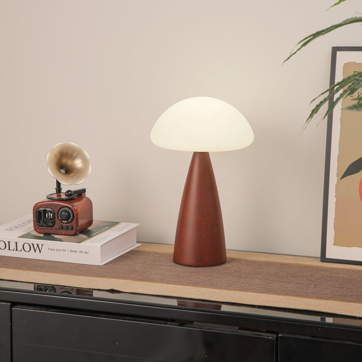 Ibisin lámpara de mesa Funge de madera contemporánea