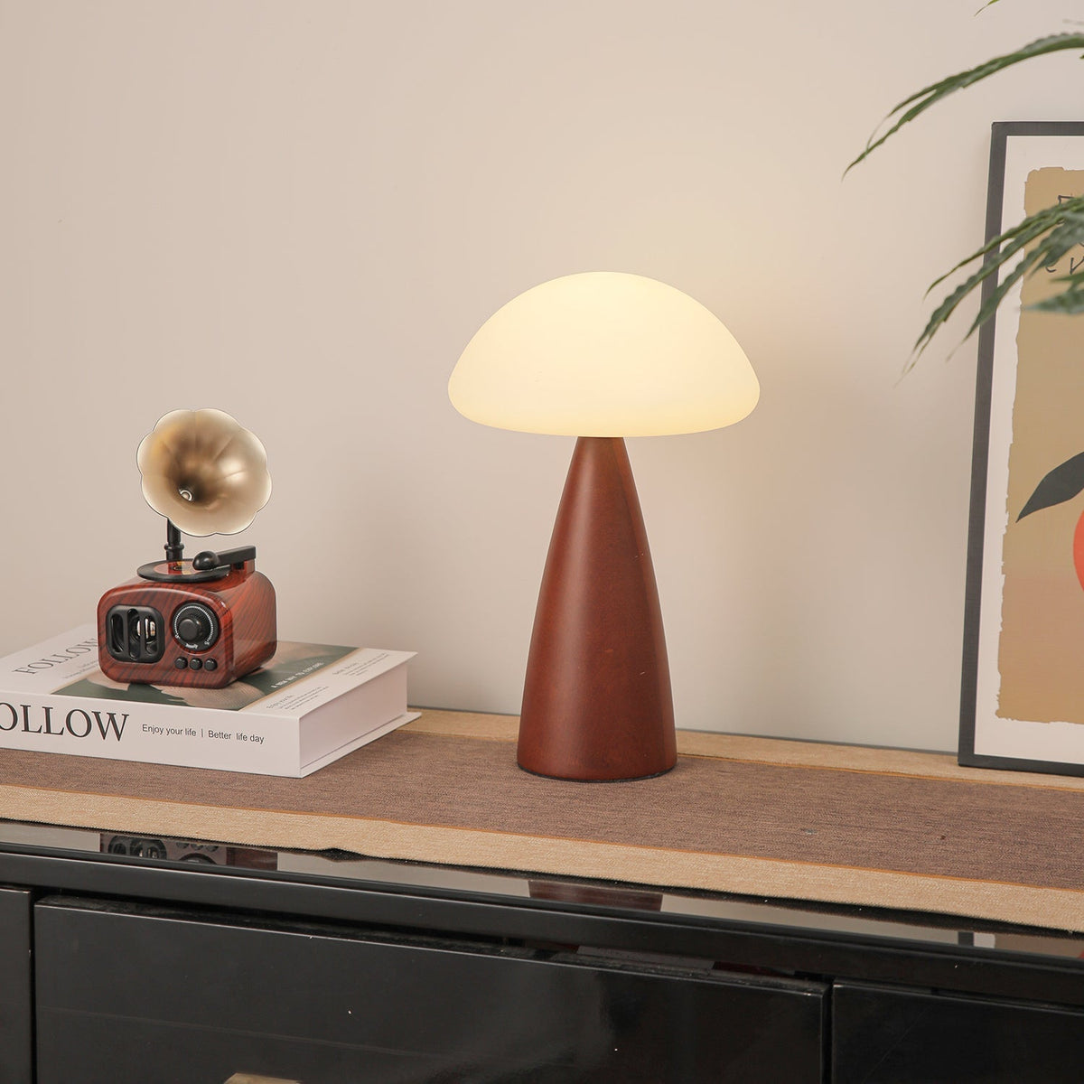 Ibisin lámpara de mesa Funge de madera contemporánea