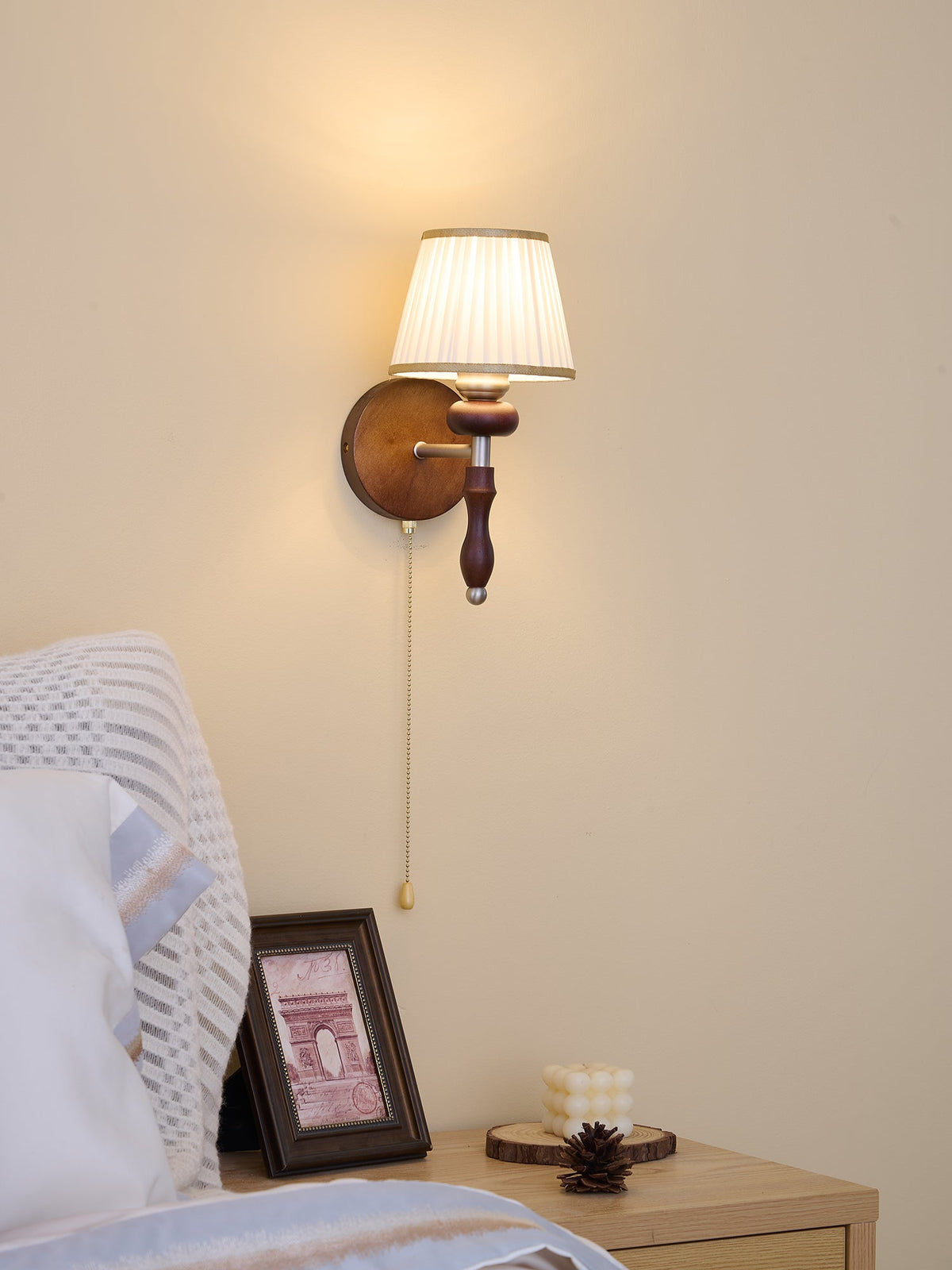 Eshae Aplique de pared Tela Madera Premium Nórdico Arte