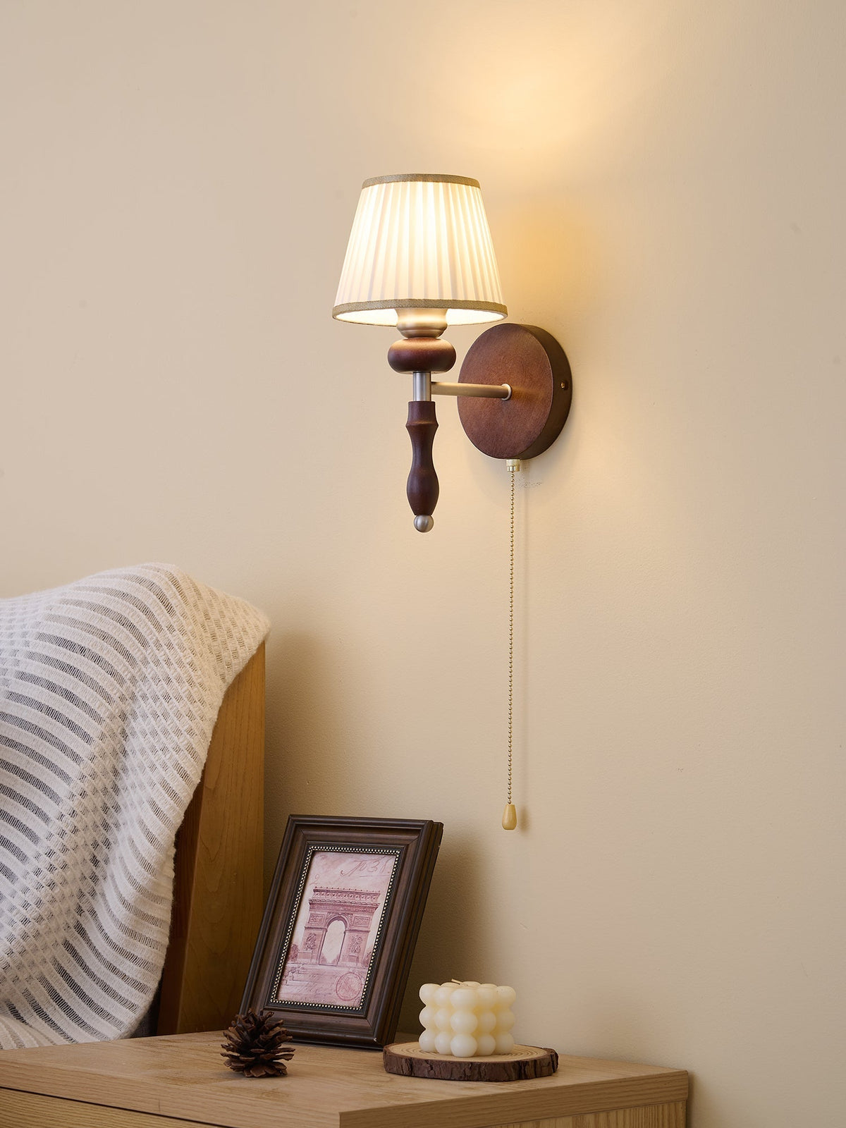 Eshae Aplique de pared Tela Madera Premium Nórdico Arte