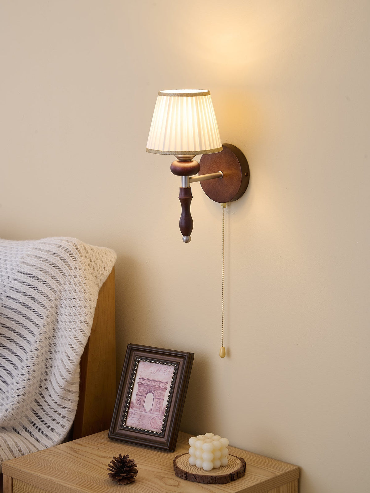 Eshae Aplique de pared Tela Madera Premium Nórdico Arte