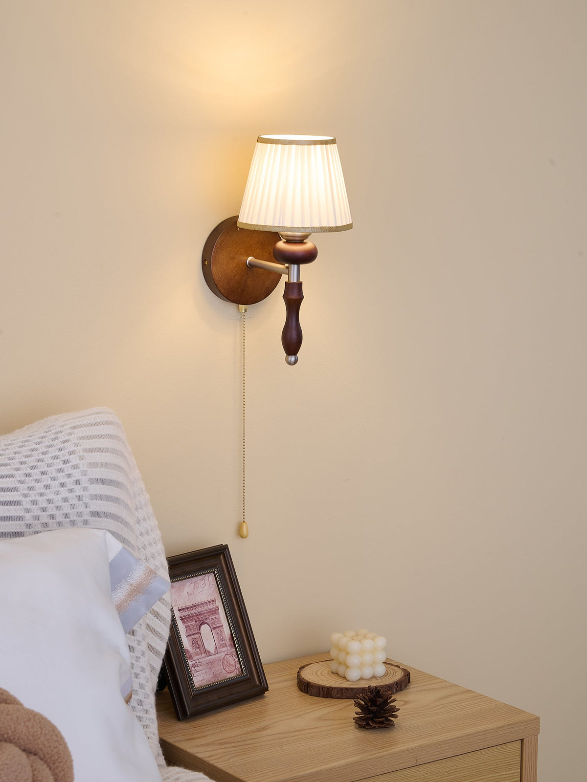 Eshae Aplique de pared Tela Madera Premium Nórdico Arte