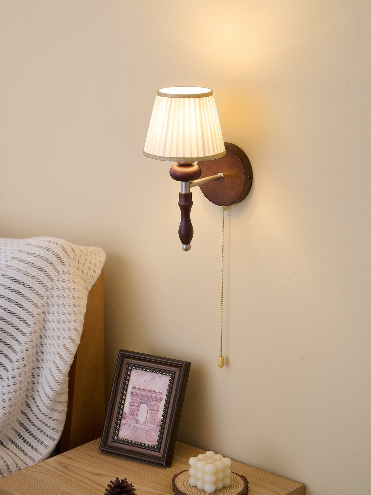 Eshae Aplique de pared Tela Madera Premium Nórdico Arte