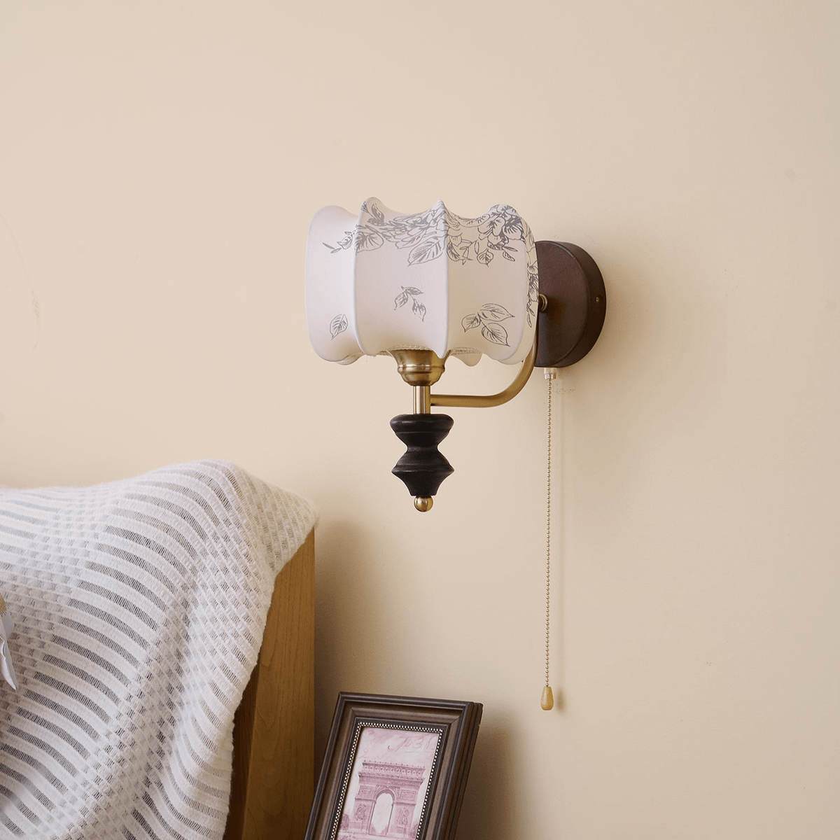 Eshae Aplique de pared Tela Madera Premium Nórdico Arte