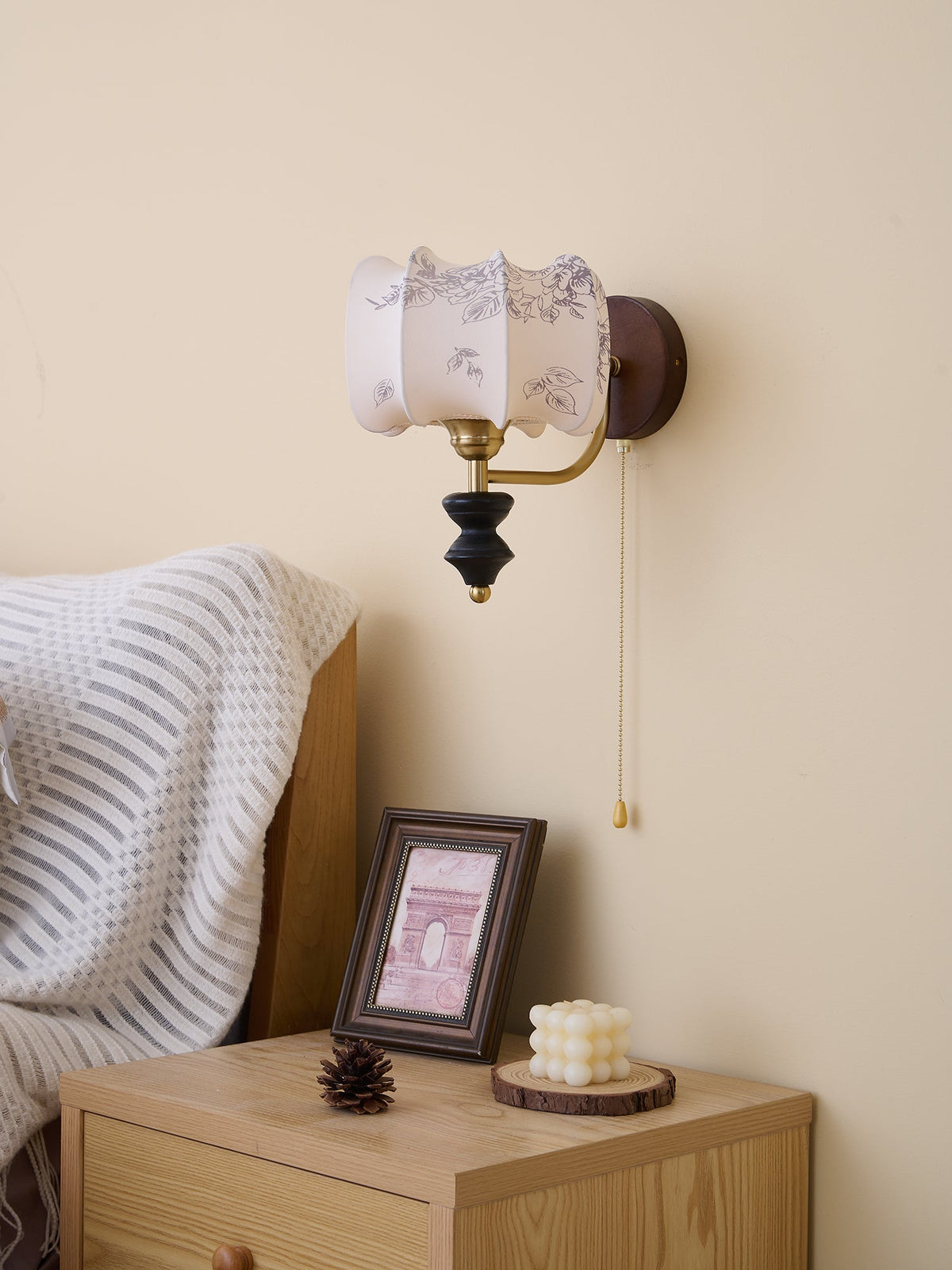 Eshae Aplique de pared Tela Madera Premium Nórdico Arte