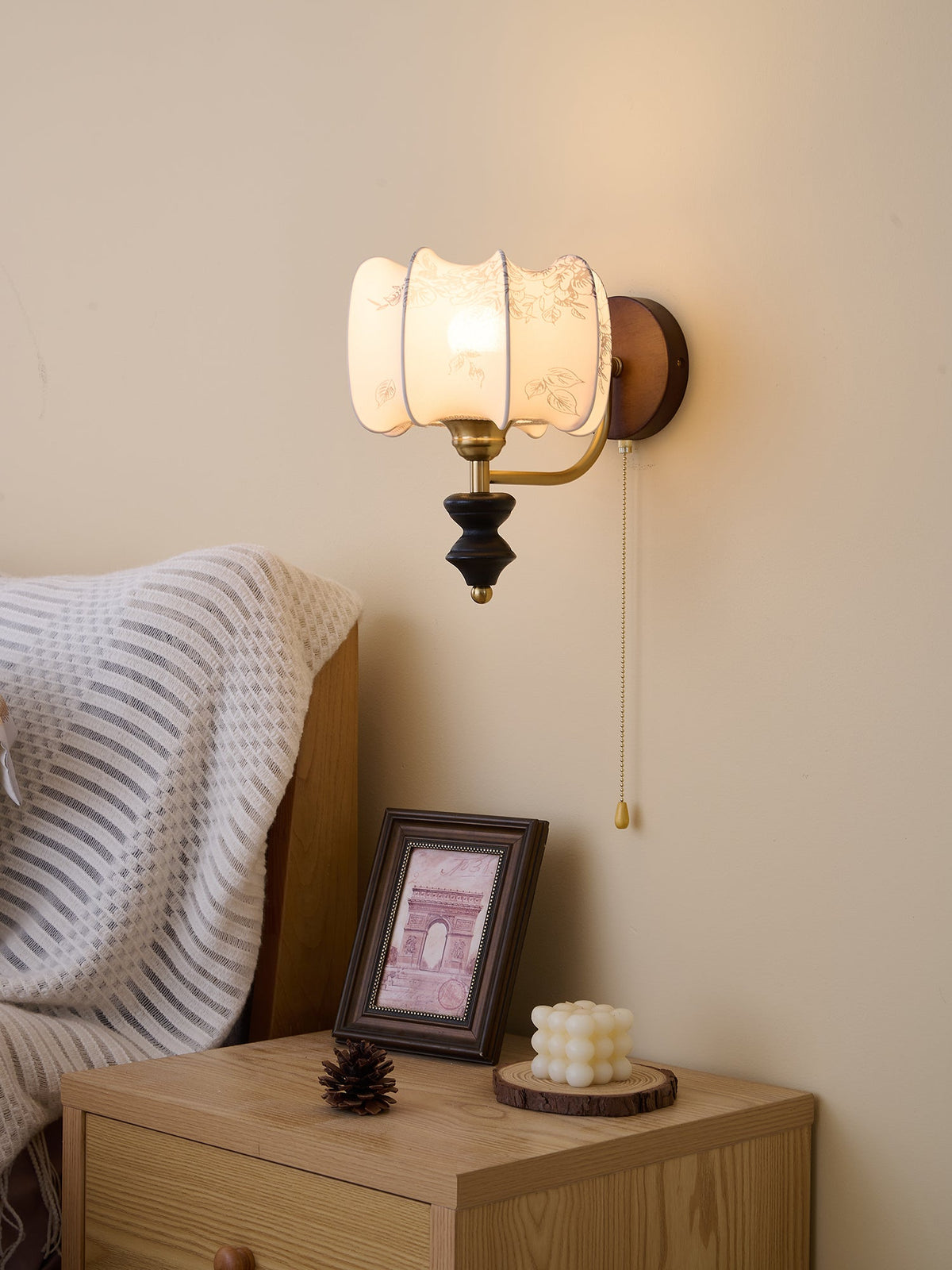 Eshae Aplique de pared Tela Madera Premium Nórdico Arte