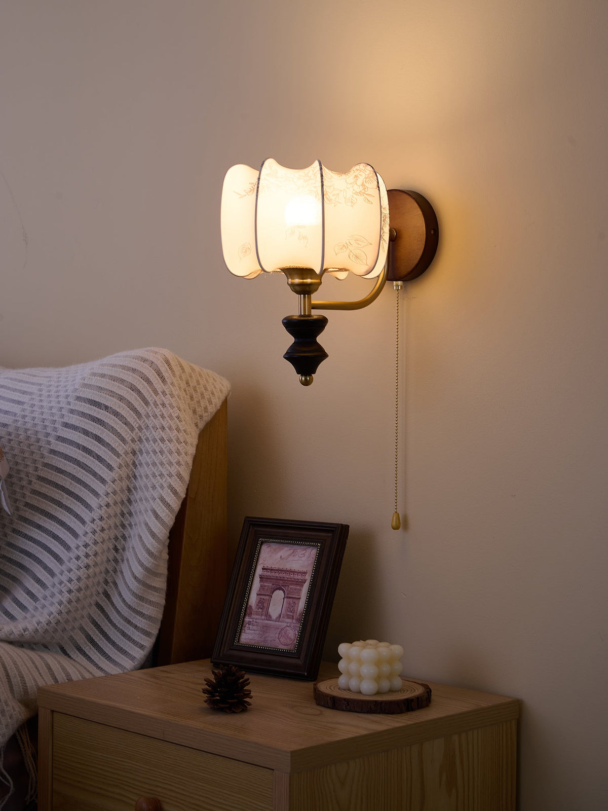 Eshae Aplique de pared Tela Madera Premium Nórdico Arte