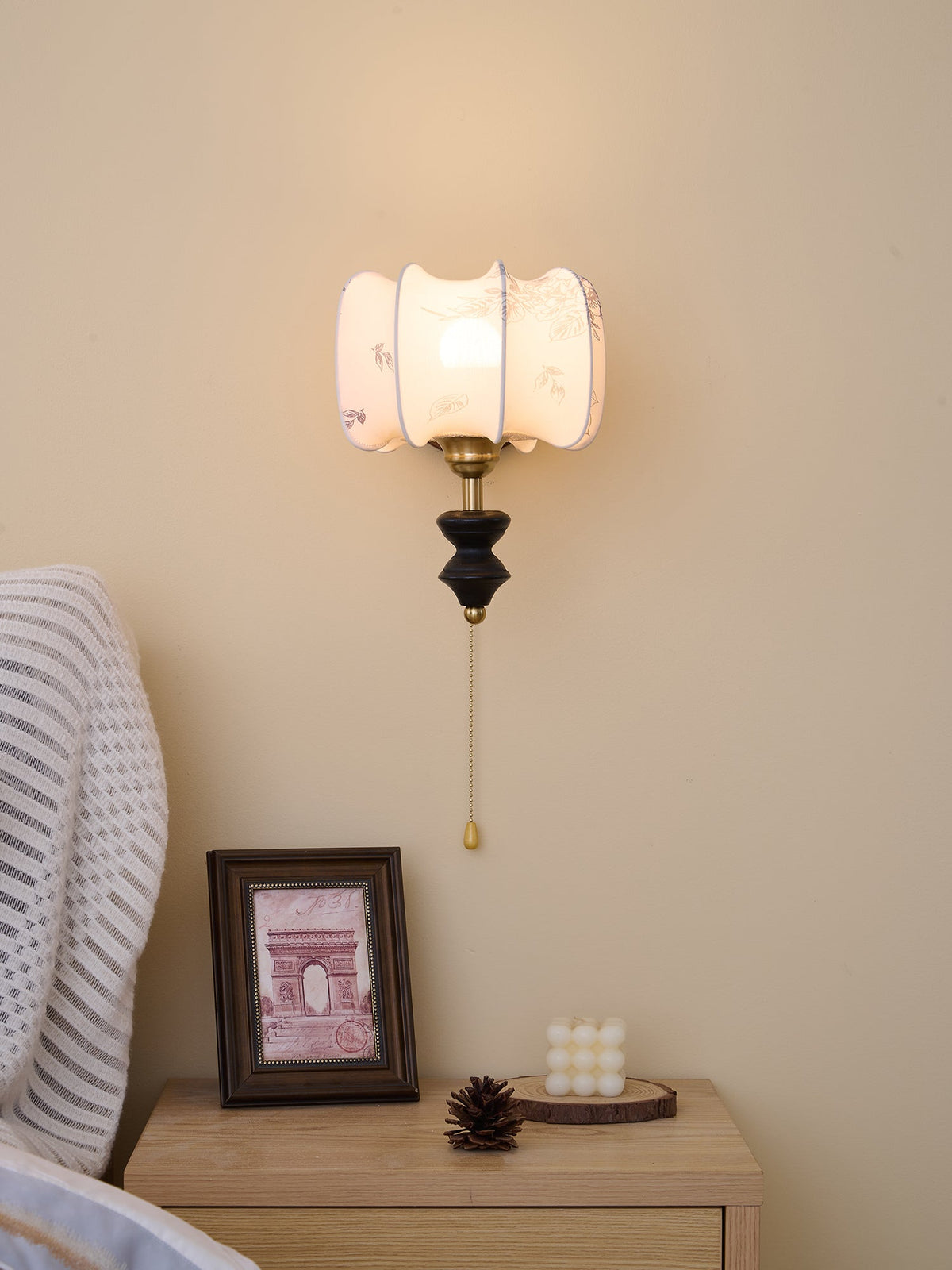Eshae Aplique de pared Tela Madera Premium Nórdico Arte
