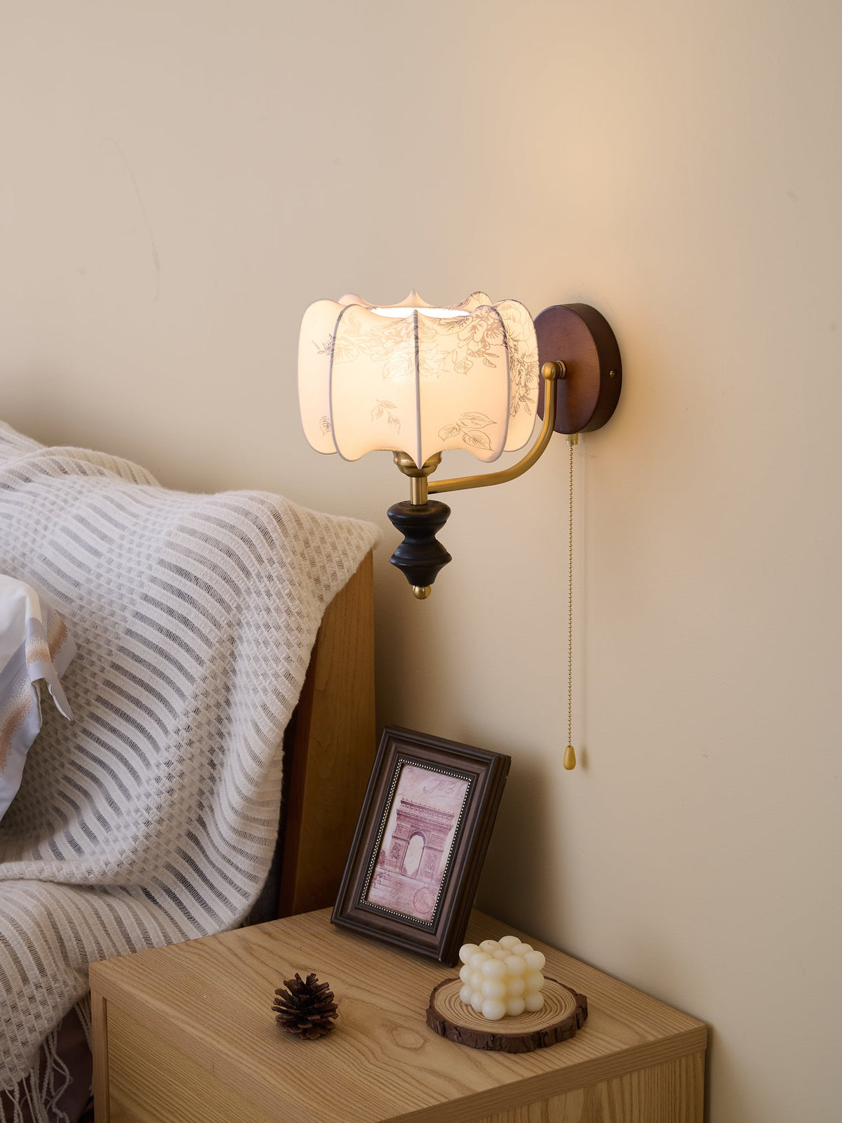 Eshae Aplique de pared Tela Madera Premium Nórdico Arte