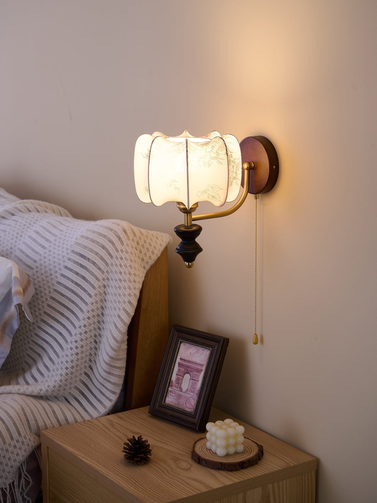 Eshae Aplique de pared Tela Madera Premium Nórdico Arte