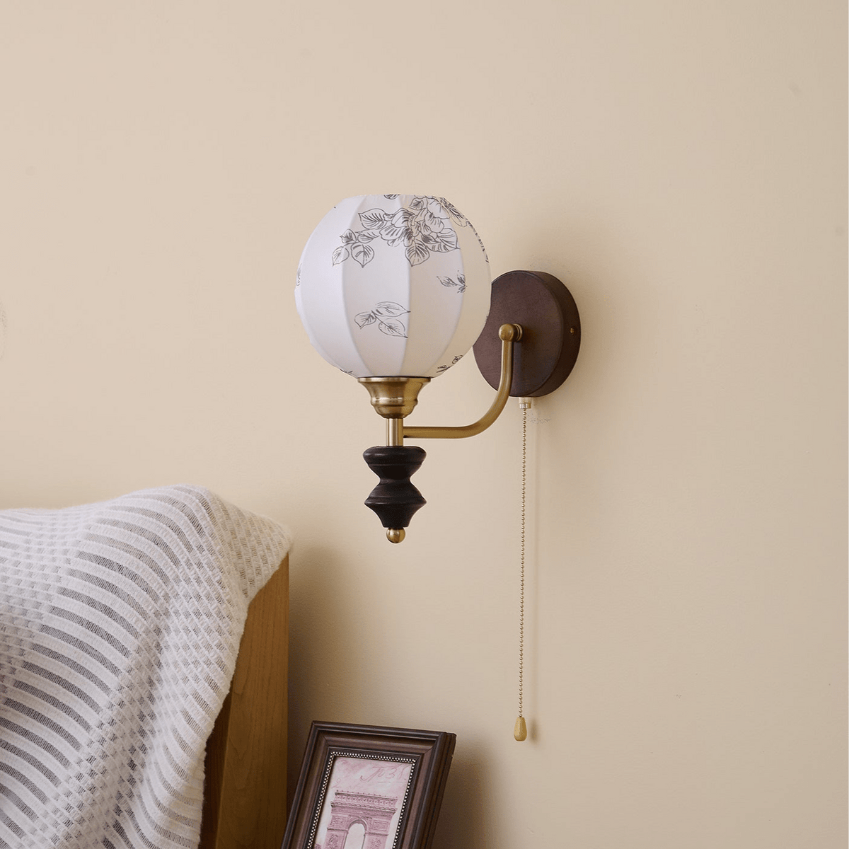 Eshae Aplique de pared Tela Madera Premium Nórdico Arte