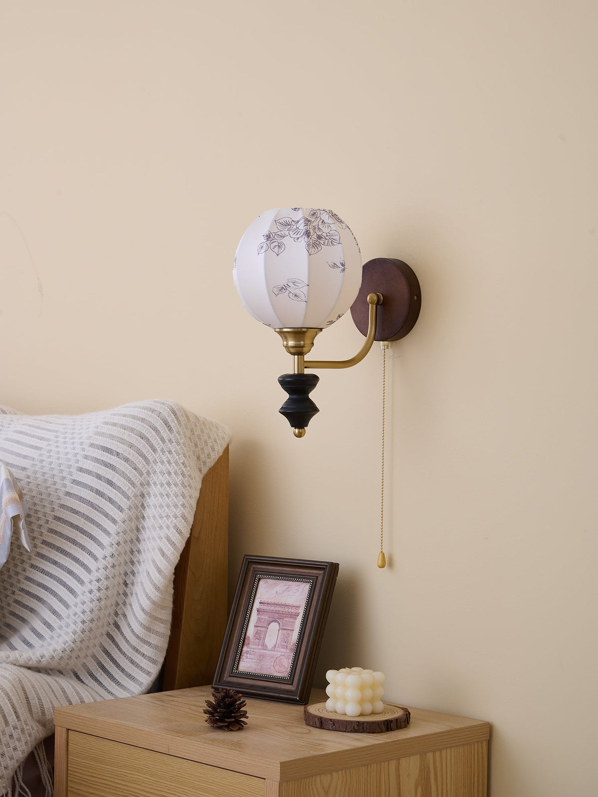 Eshae Aplique de pared Tela Madera Premium Nórdico Arte