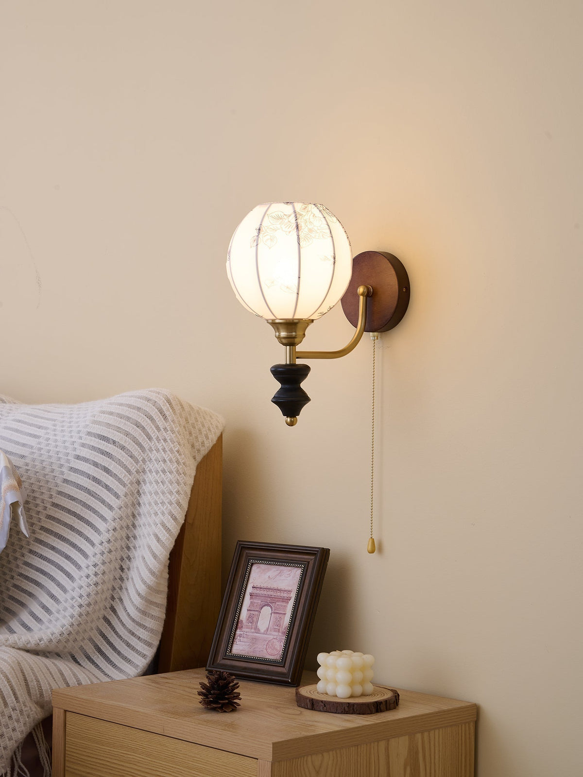Eshae Aplique de pared Tela Madera Premium Nórdico Arte