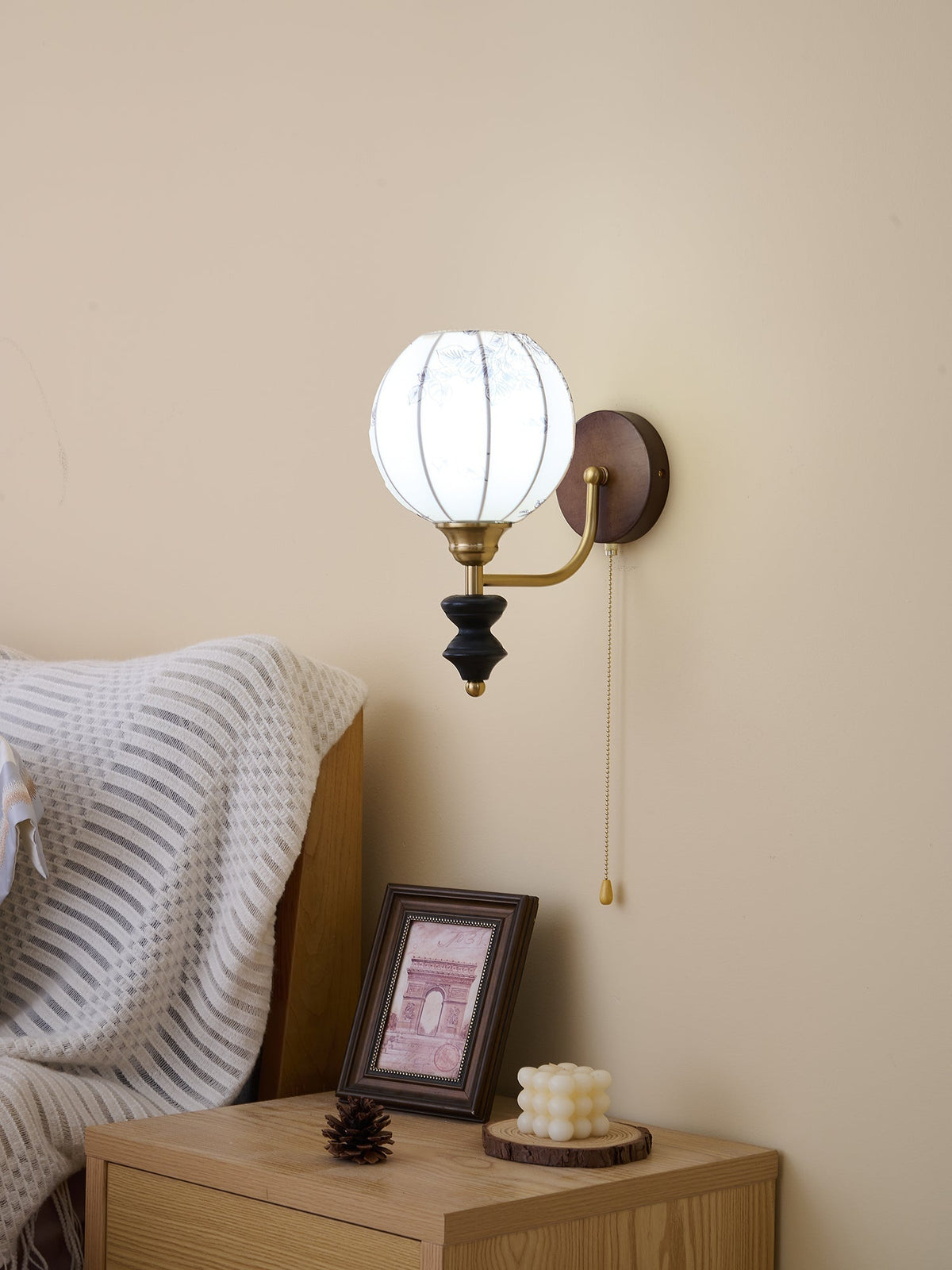 Eshae Aplique de pared Tela Madera Premium Nórdico Arte