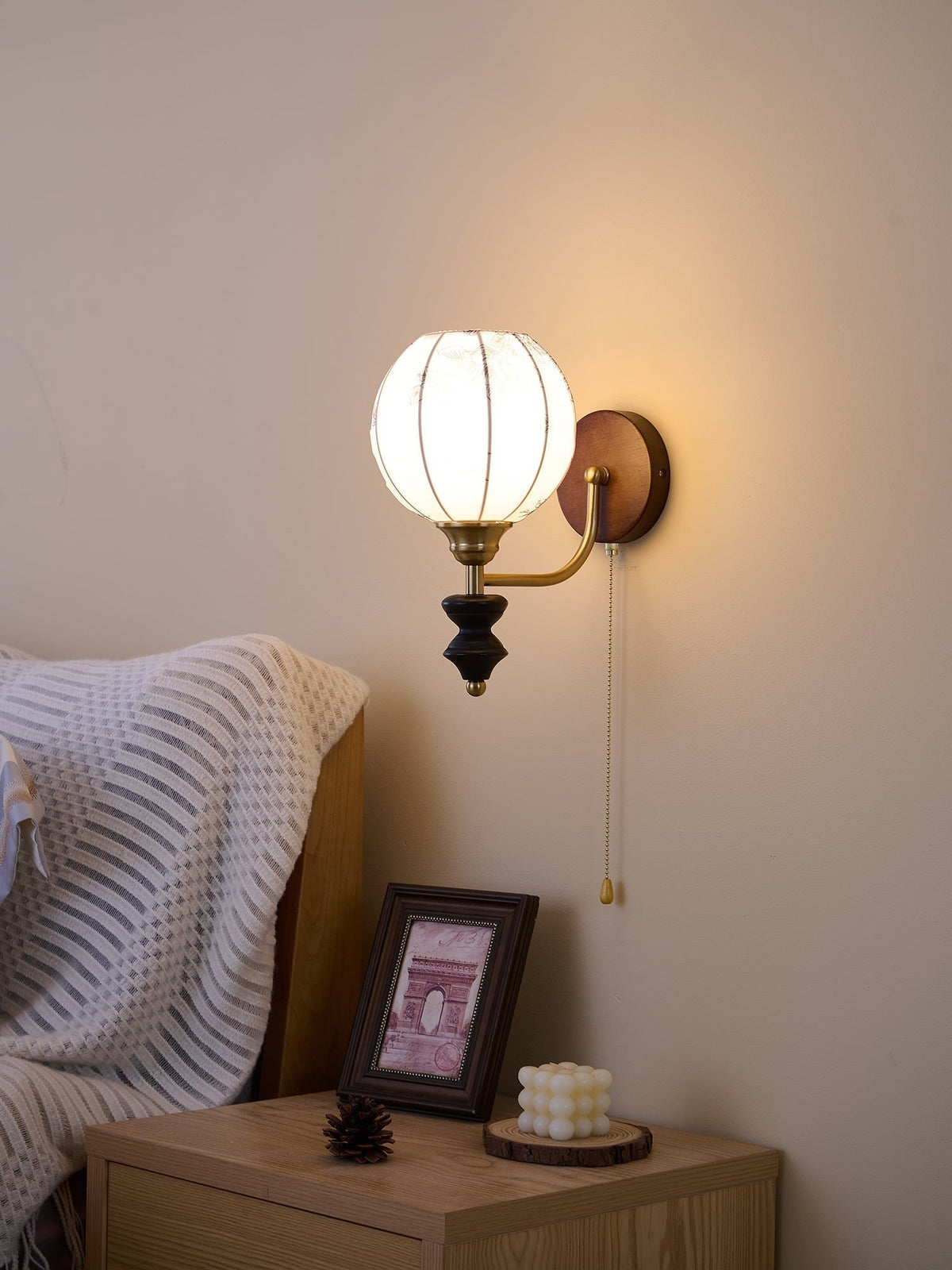 Eshae Aplique de pared Tela Madera Premium Nórdico Arte