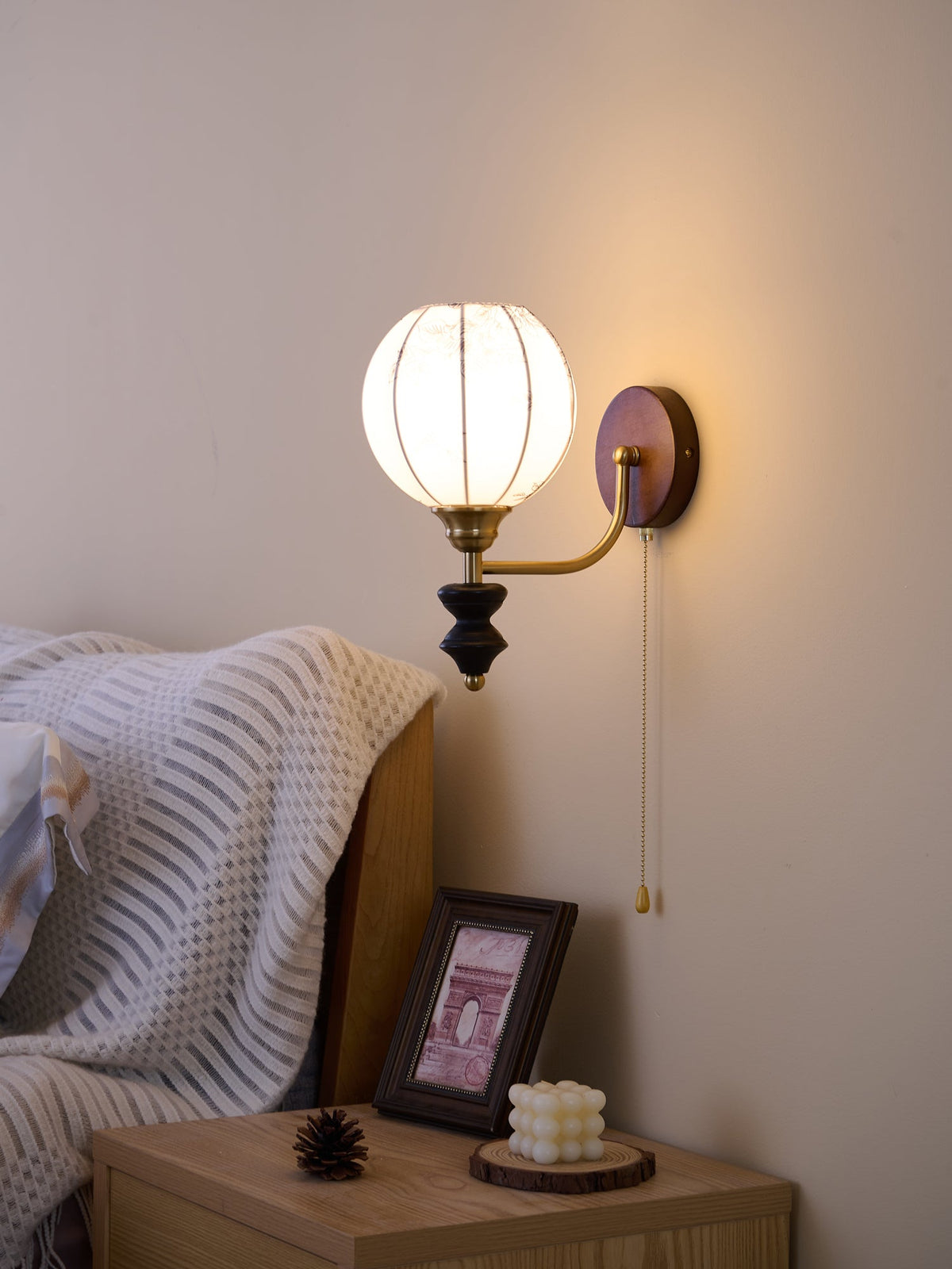 Eshae Aplique de pared Tela Madera Premium Nórdico Arte