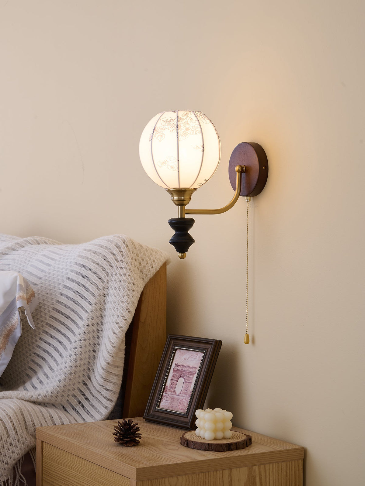 Eshae Aplique de pared Tela Madera Premium Nórdico Arte