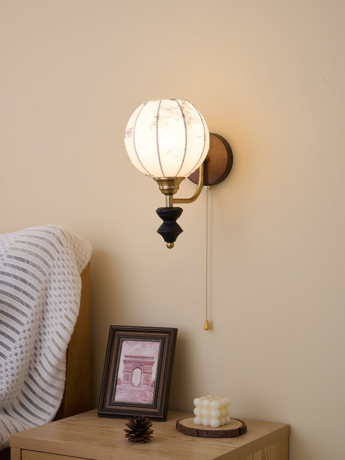 Eshae Aplique de pared Tela Madera Premium Nórdico Arte