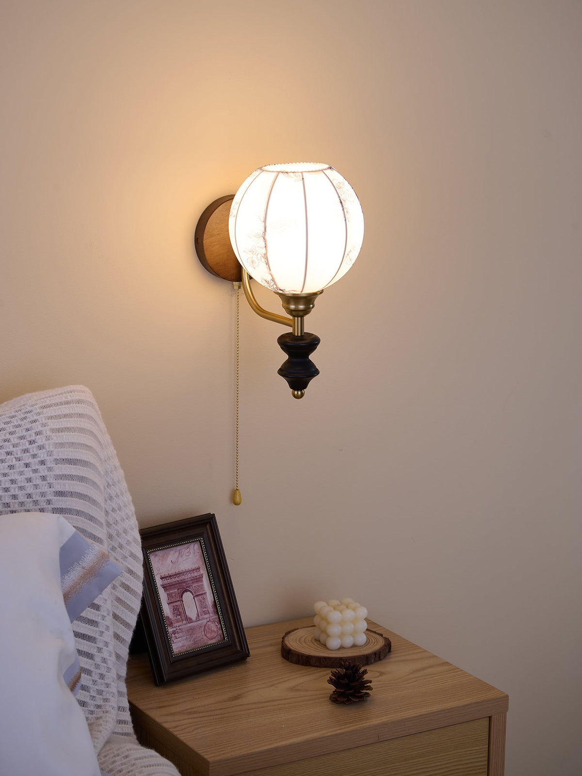 Eshae Aplique de pared Tela Madera Premium Nórdico Arte