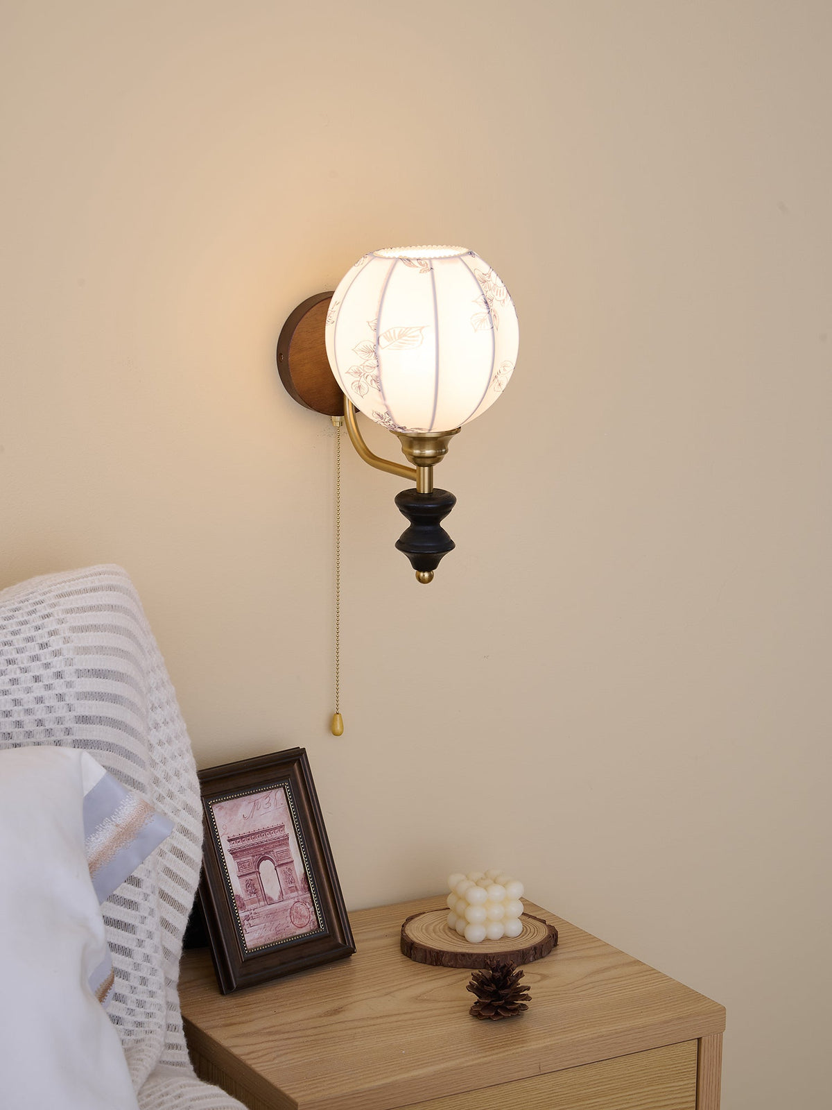 Eshae Aplique de pared Tela Madera Premium Nórdico Arte