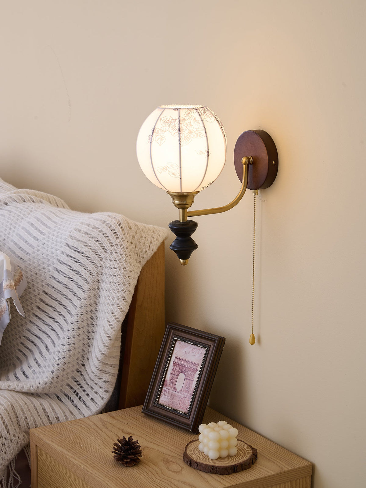 Eshae Aplique de pared Tela Madera Premium Nórdico Arte