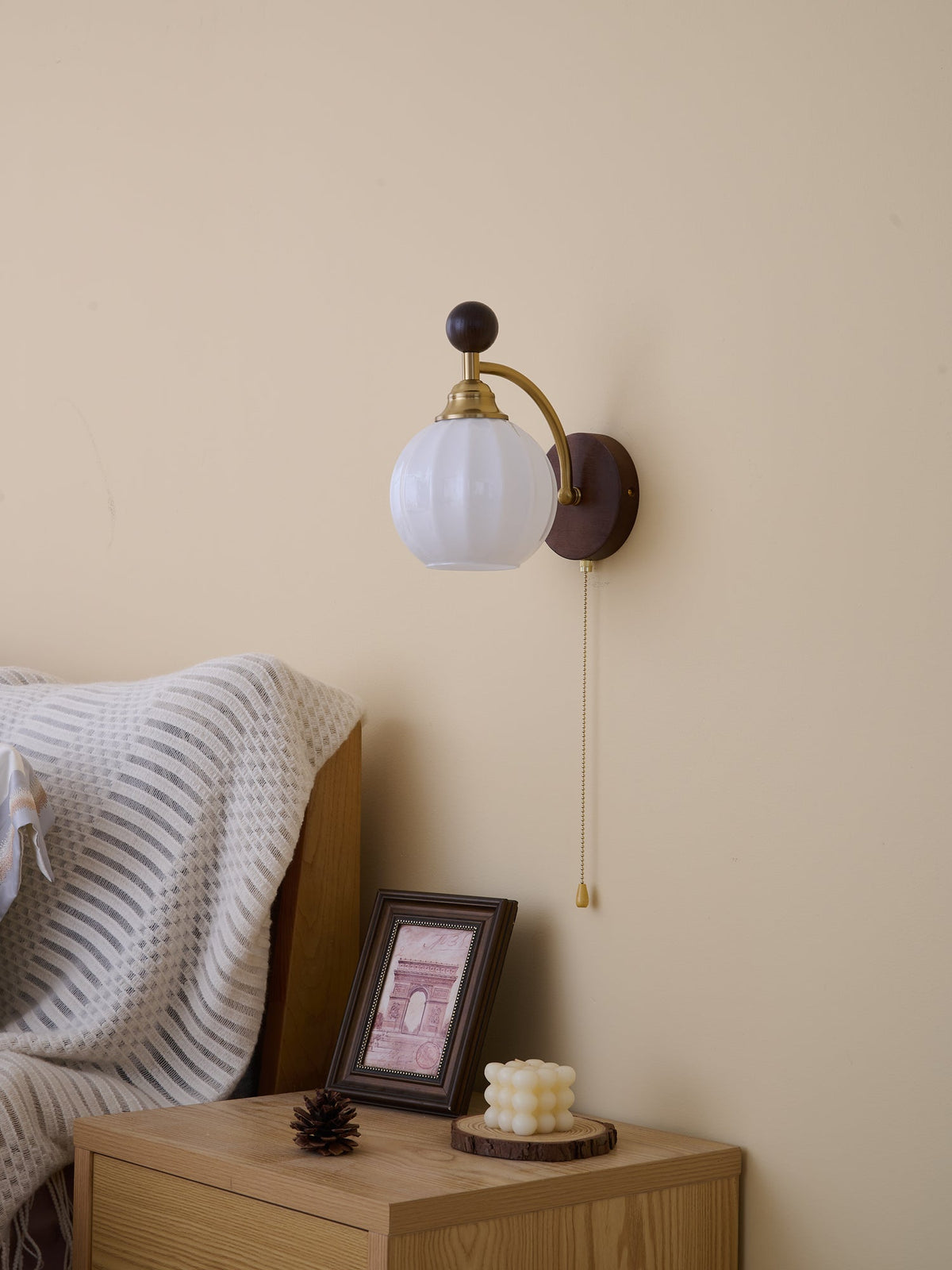 Eshae Aplique de pared Tela Madera Premium Nórdico Arte