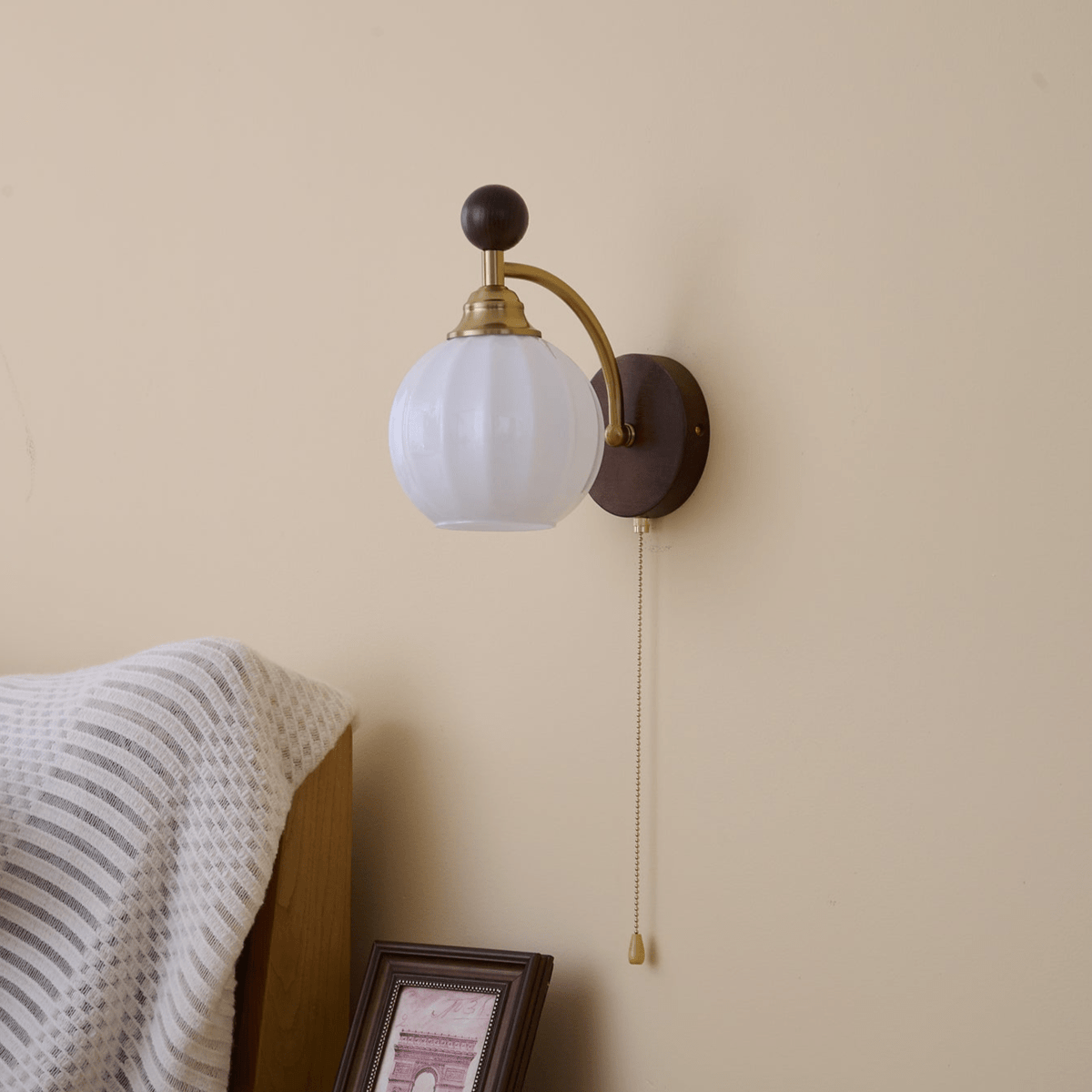 Eshae Aplique de pared Tela Madera Premium Nórdico Arte