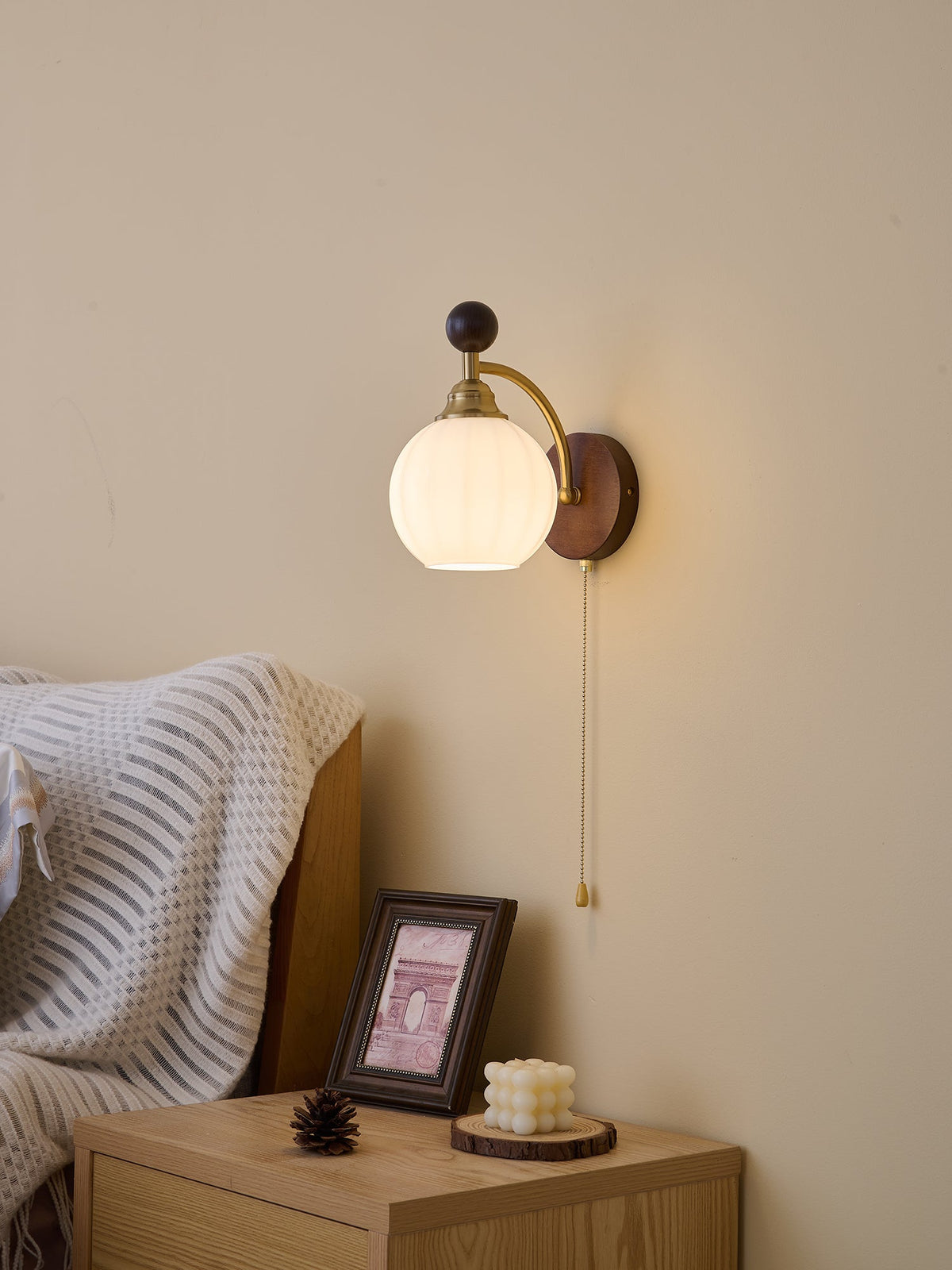 Eshae Aplique de pared Tela Madera Premium Nórdico Arte