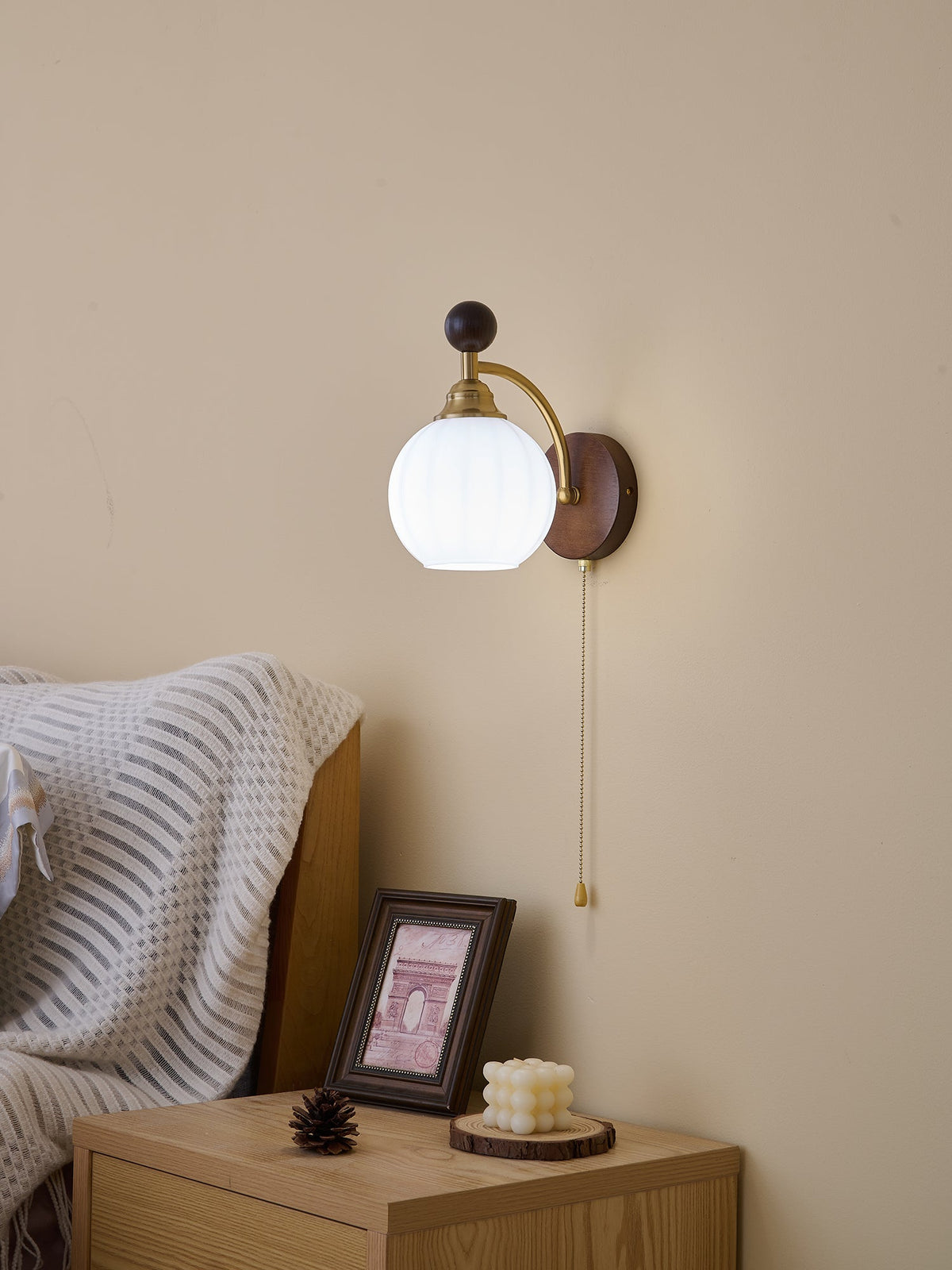 Eshae Aplique de pared Tela Madera Premium Nórdico Arte