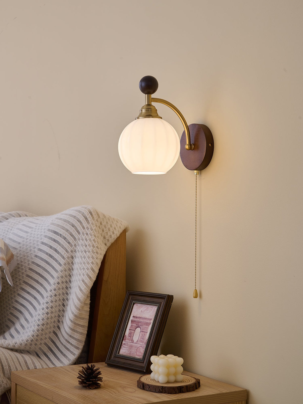 Eshae Aplique de pared Tela Madera Premium Nórdico Arte