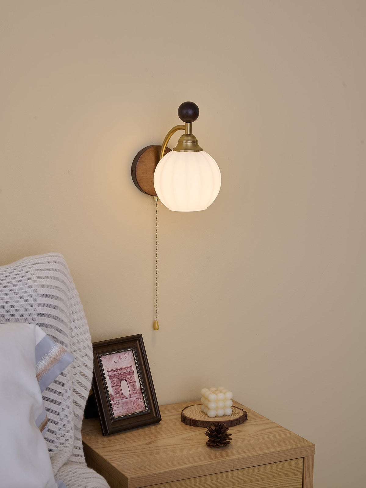 Eshae Aplique de pared Tela Madera Premium Nórdico Arte