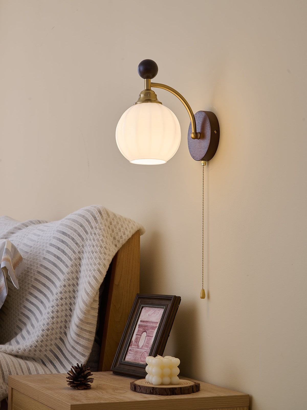 Eshae Aplique de pared Tela Madera Premium Nórdico Arte