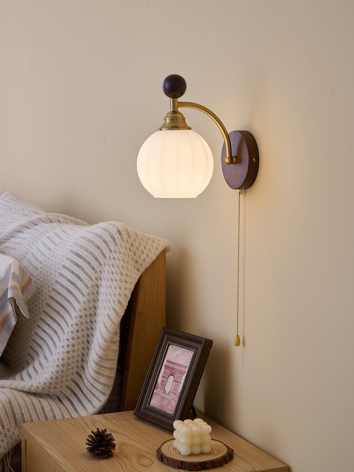Eshae Aplique de pared Tela Madera Premium Nórdico Arte