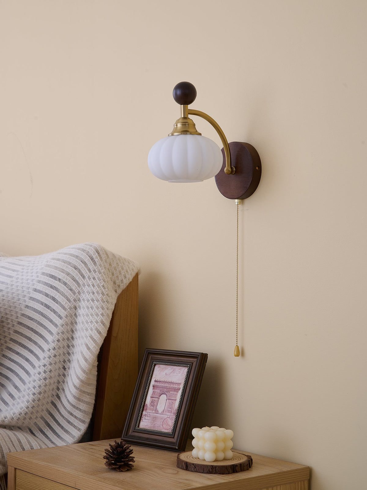Eshae Aplique de pared Tela Madera Premium Nórdico Arte