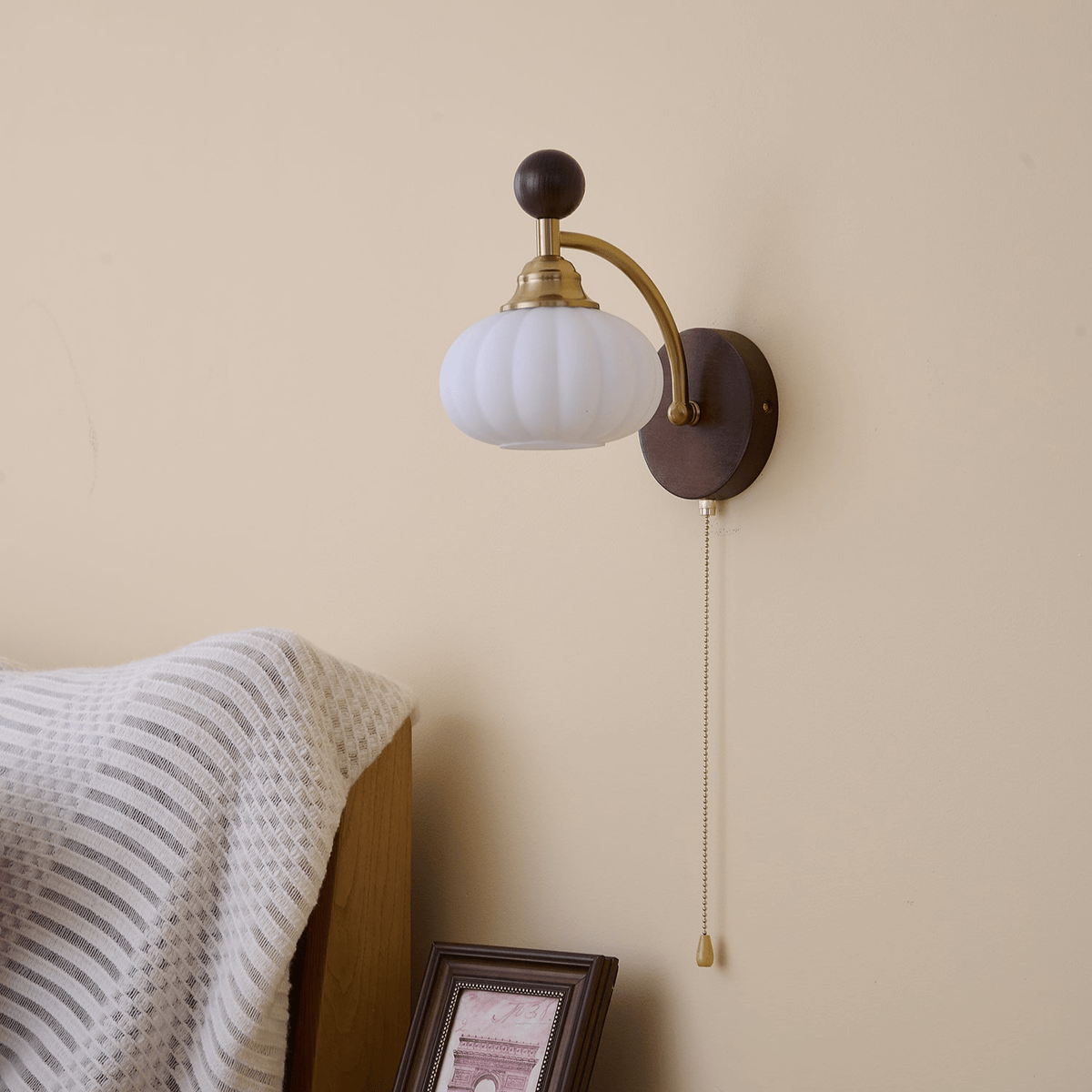 Eshae Aplique de pared Tela Madera Premium Nórdico Arte