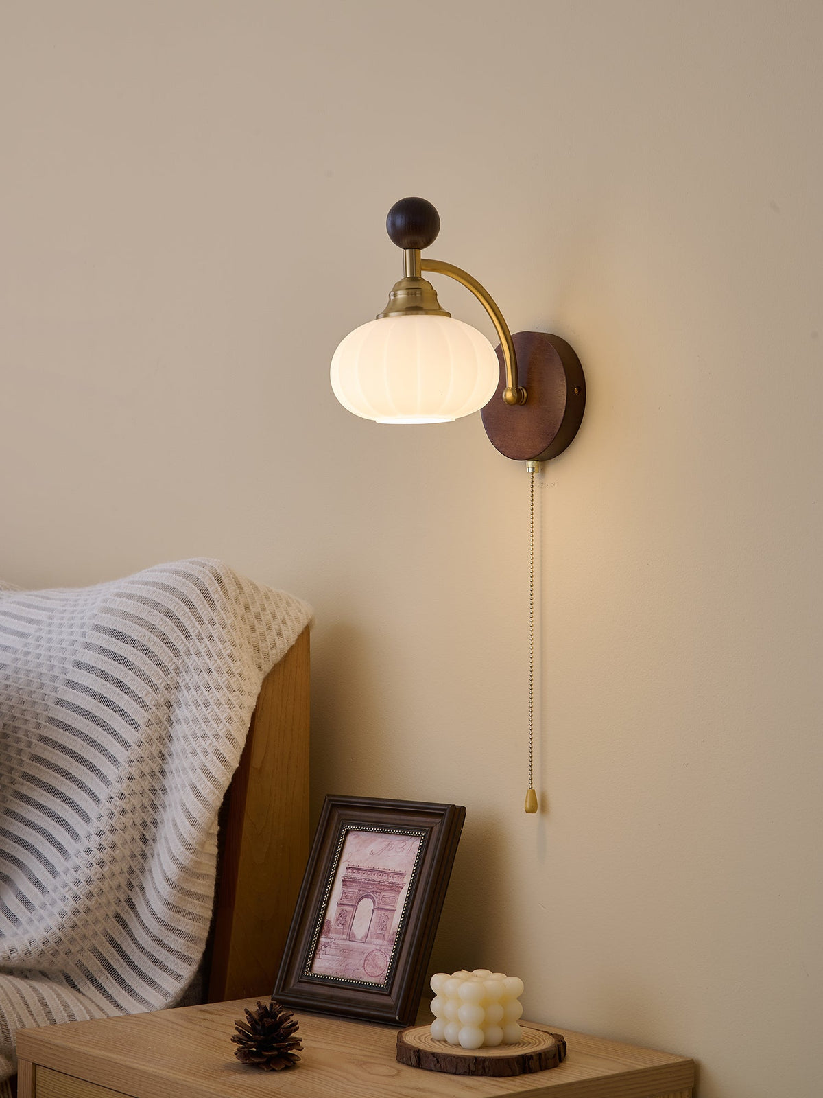 Eshae Aplique de pared Tela Madera Premium Nórdico Arte