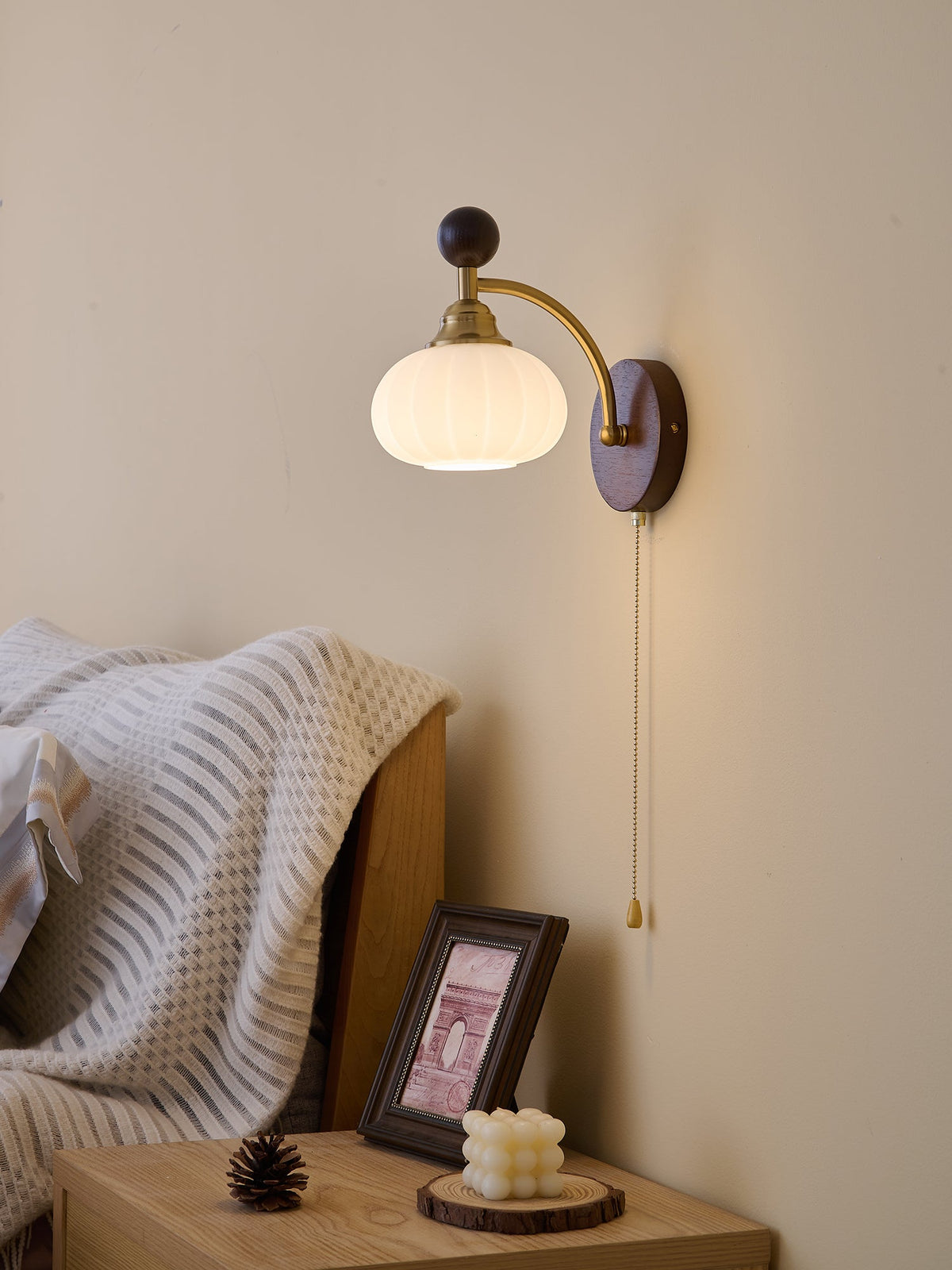 Eshae Aplique de pared Tela Madera Premium Nórdico Arte