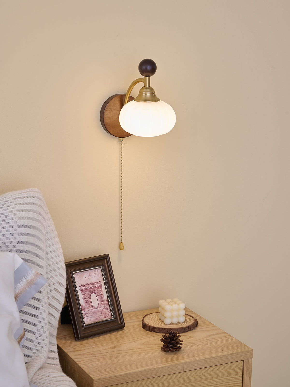 Eshae Aplique de pared Tela Madera Premium Nórdico Arte