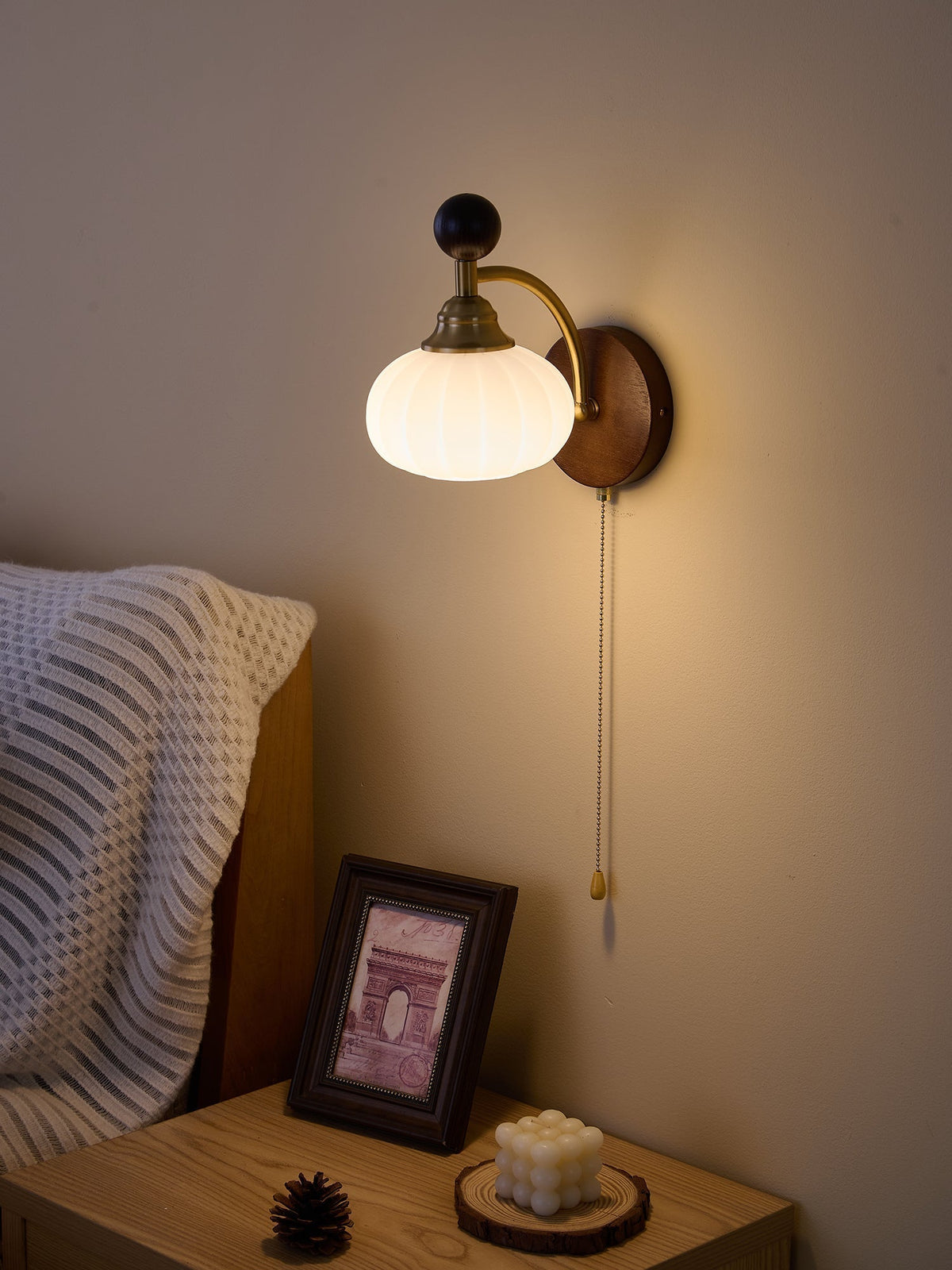 Eshae Aplique de pared Tela Madera Premium Nórdico Arte