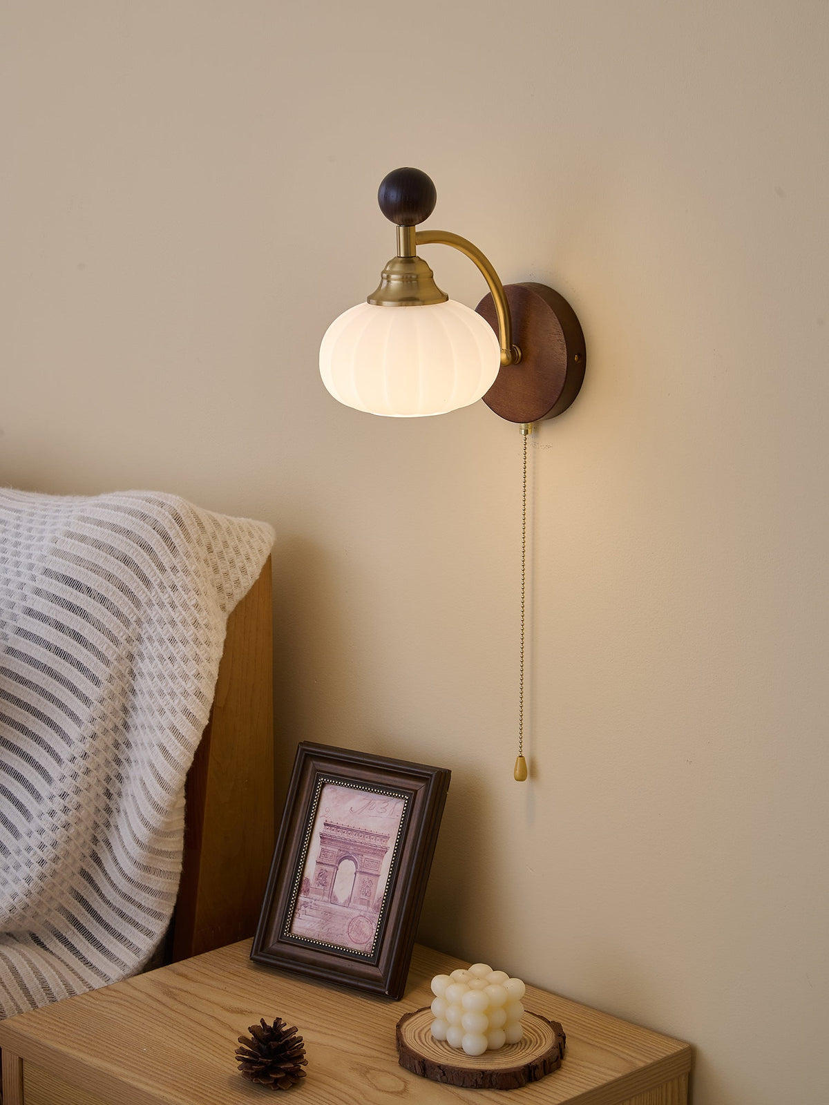 Eshae Aplique de pared Tela Madera Premium Nórdico Arte