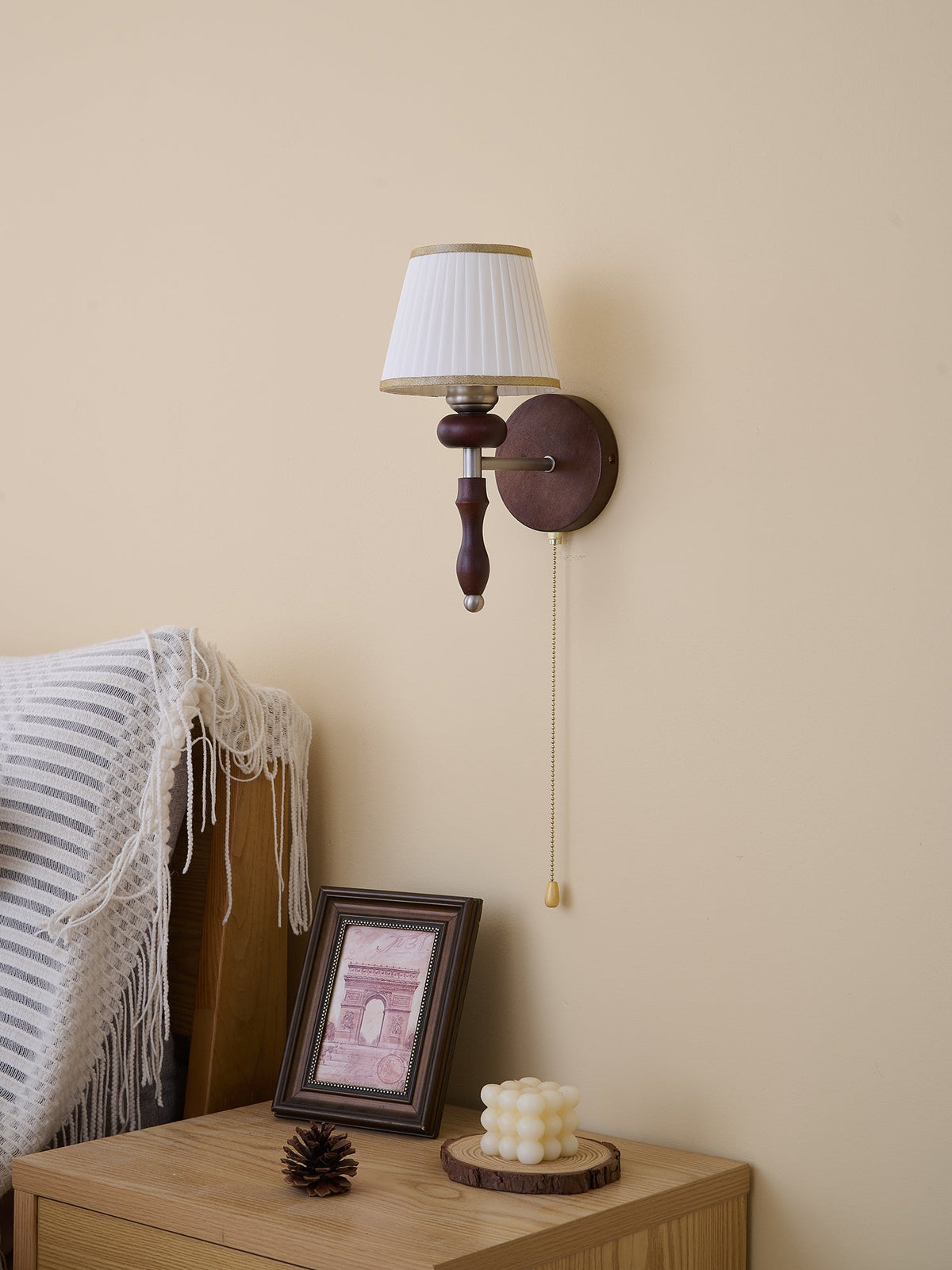 Eshae Aplique de pared Tela Madera Premium Nórdico Arte